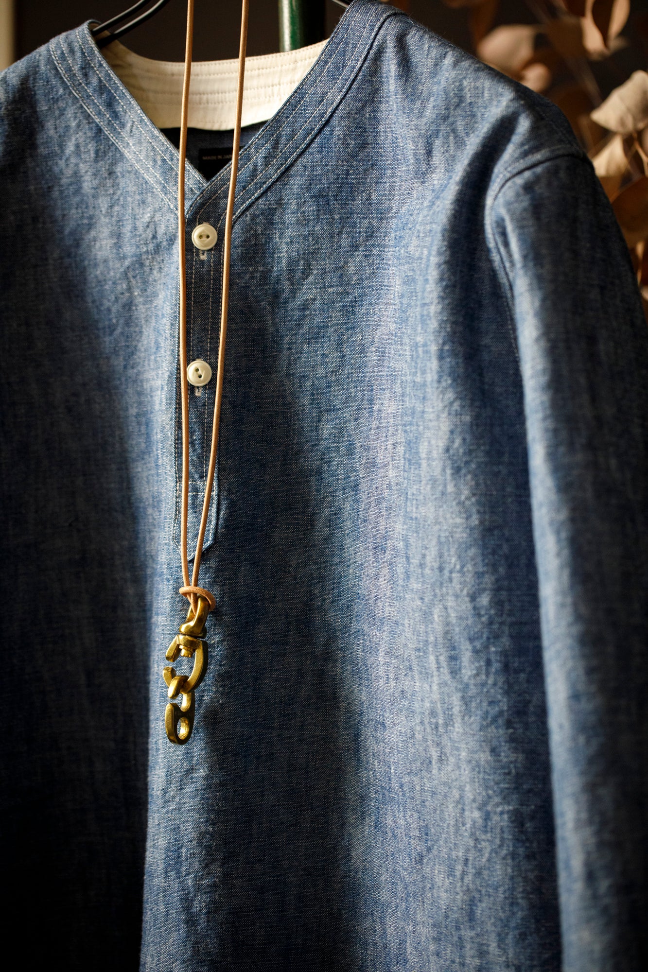 Willow Pants R-005 Leater&Brass Necklace NAT