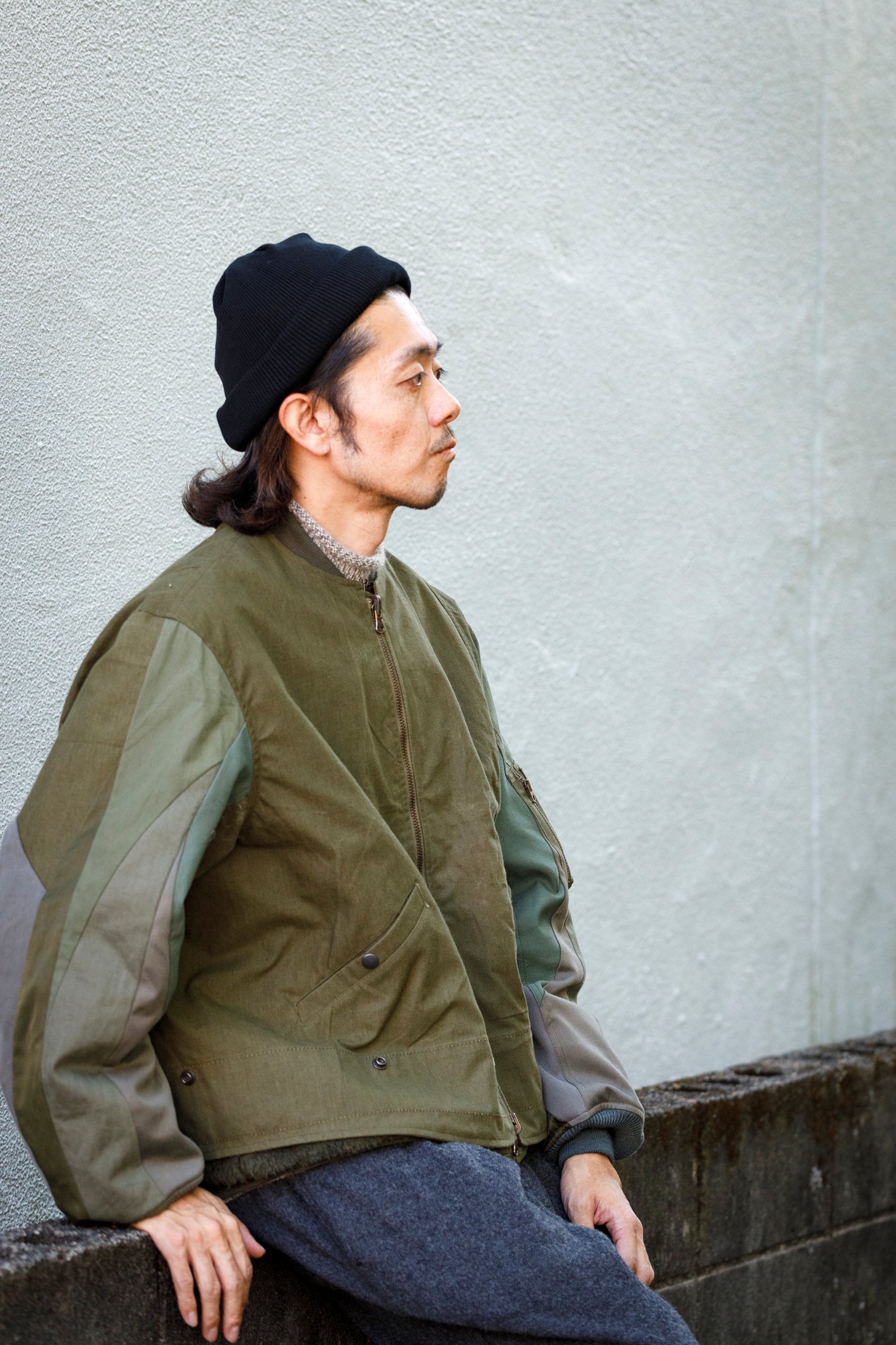 THE FACTORY MADE KNIT ROLL CAP - BLACK/PUPLE/GRAY/D.GREEN/BROWN/MUSTERD【FM775】