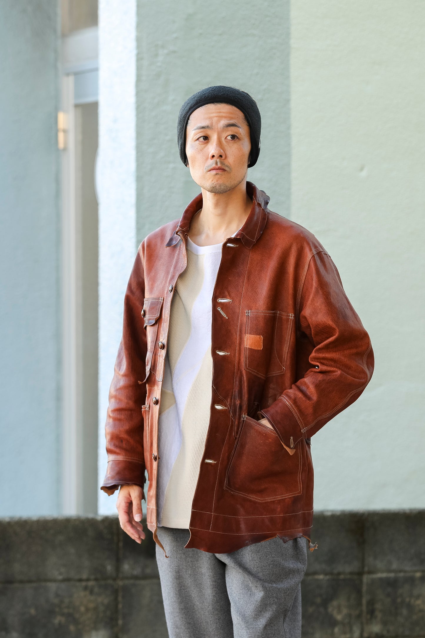 THE FACTORY MADE FLEECE HAIR BAND - BLACK / BEIGE【FM901】