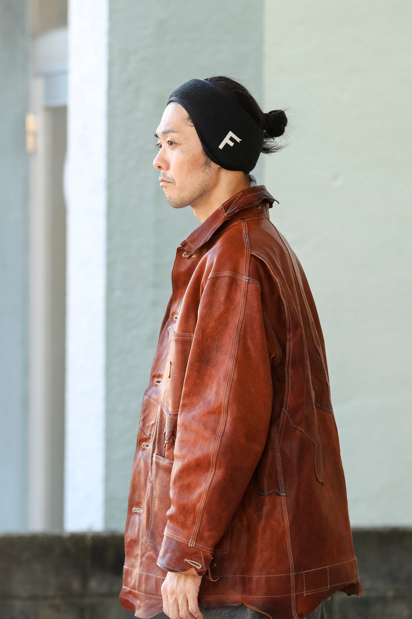 THE FACTORY MADE FLEECE HAIR BAND - BLACK / BEIGE【FM901】