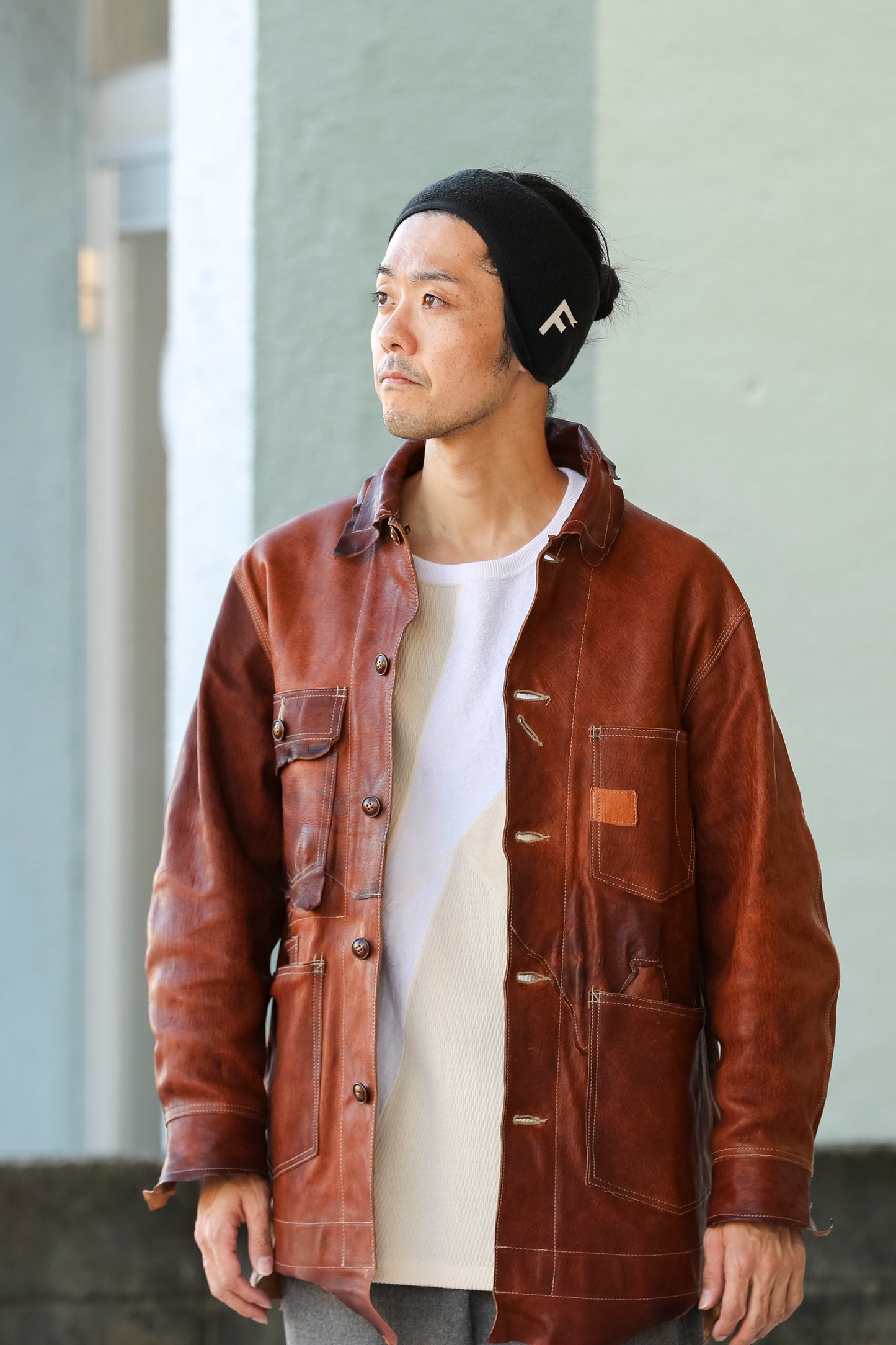 THE FACTORY MADE FLEECE HAIR BAND - BLACK / BEIGE【FM901】