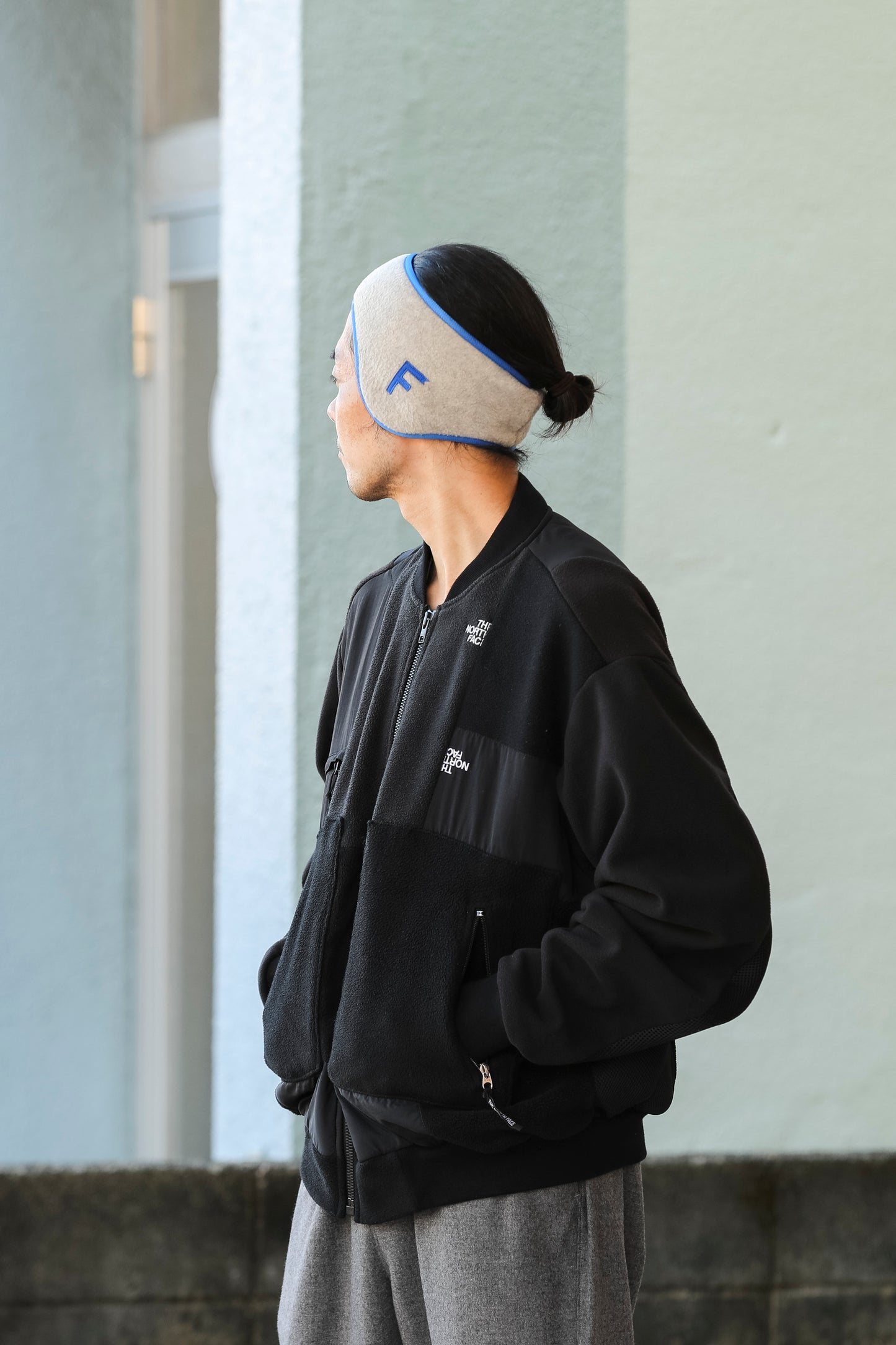 THE FACTORY MADE FLEECE HAIR BAND - BLACK / BEIGE【FM901】