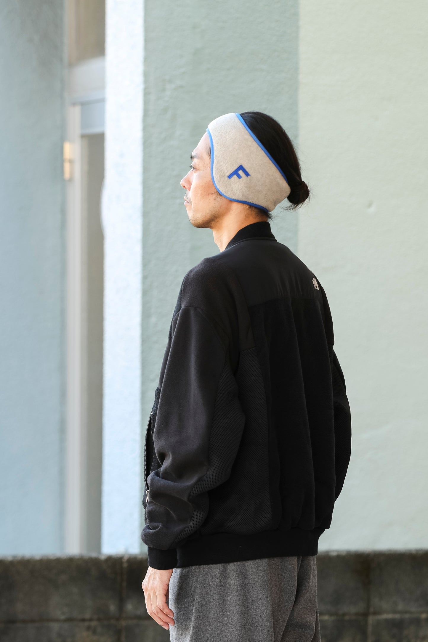 THE FACTORY MADE FLEECE HAIR BAND - BLACK / BEIGE【FM901】