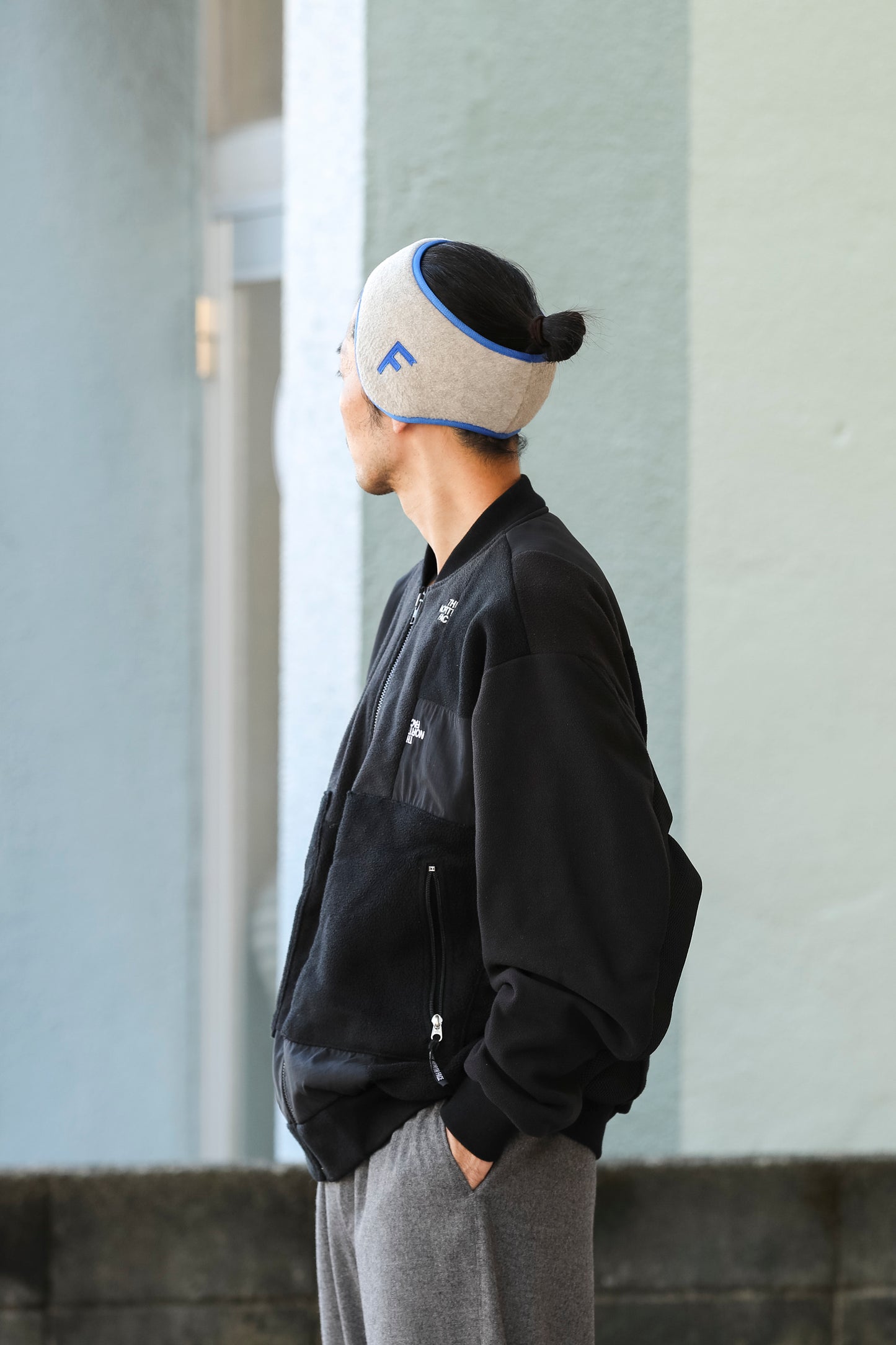 THE FACTORY MADE FLEECE HAIR BAND - BLACK / BEIGE【FM901】