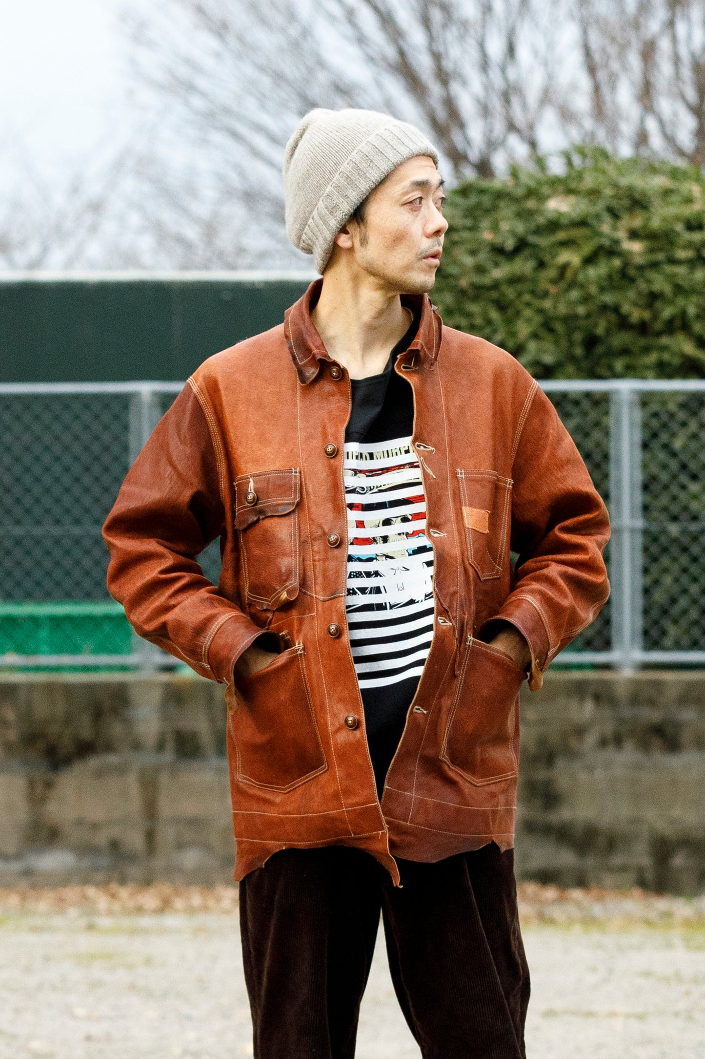GOODKARMA DEVELOPMENT Leather Chore Coat "HELL'S KITCHEN" ブラウン サイズ2