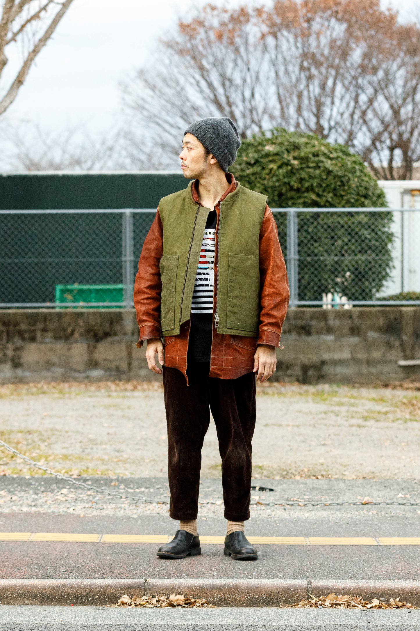 GOODKARMA DEVELOPMENT Leather Chore Coat "HELL'S KITCHEN" ブラウン サイズ2
