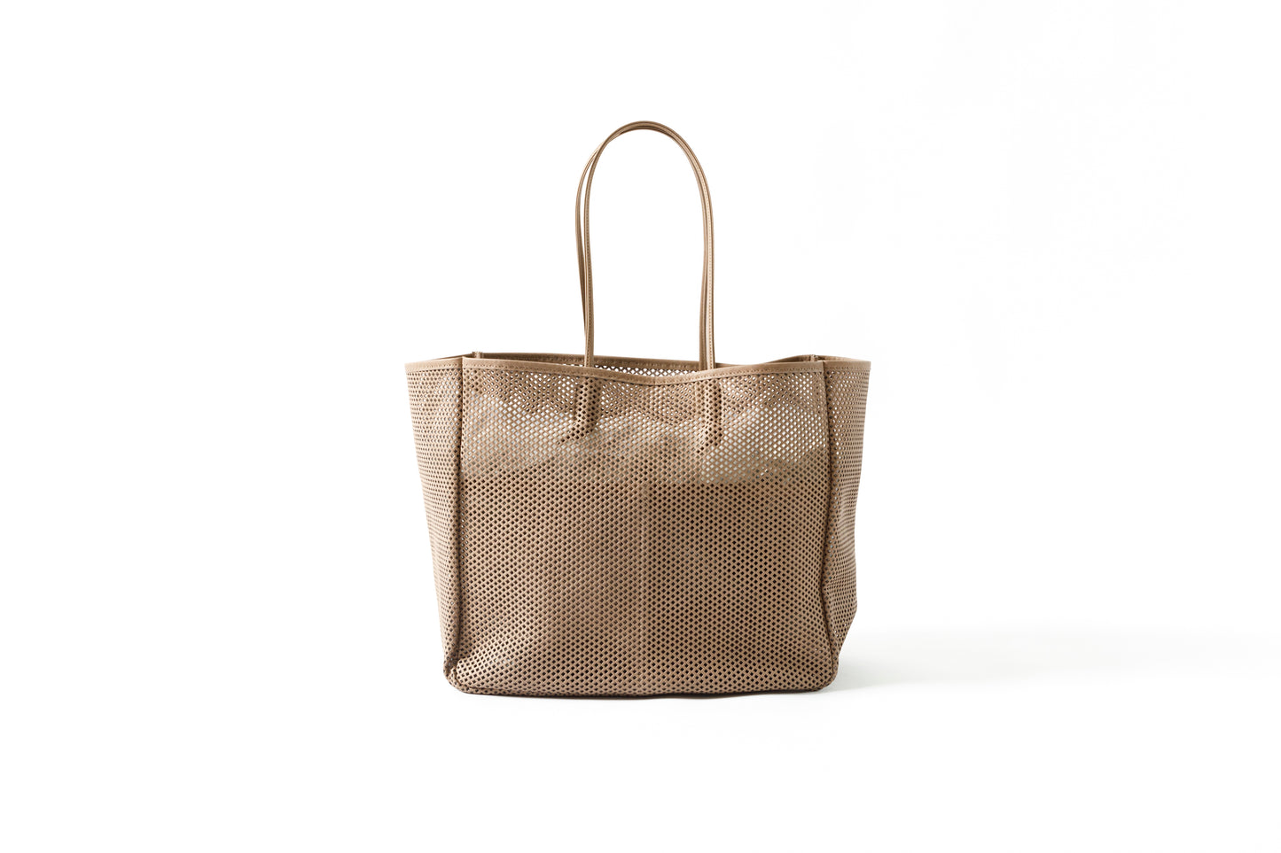 AMIACALVA A190 WASHED LEATHER MESH TOTE (L) - Beige