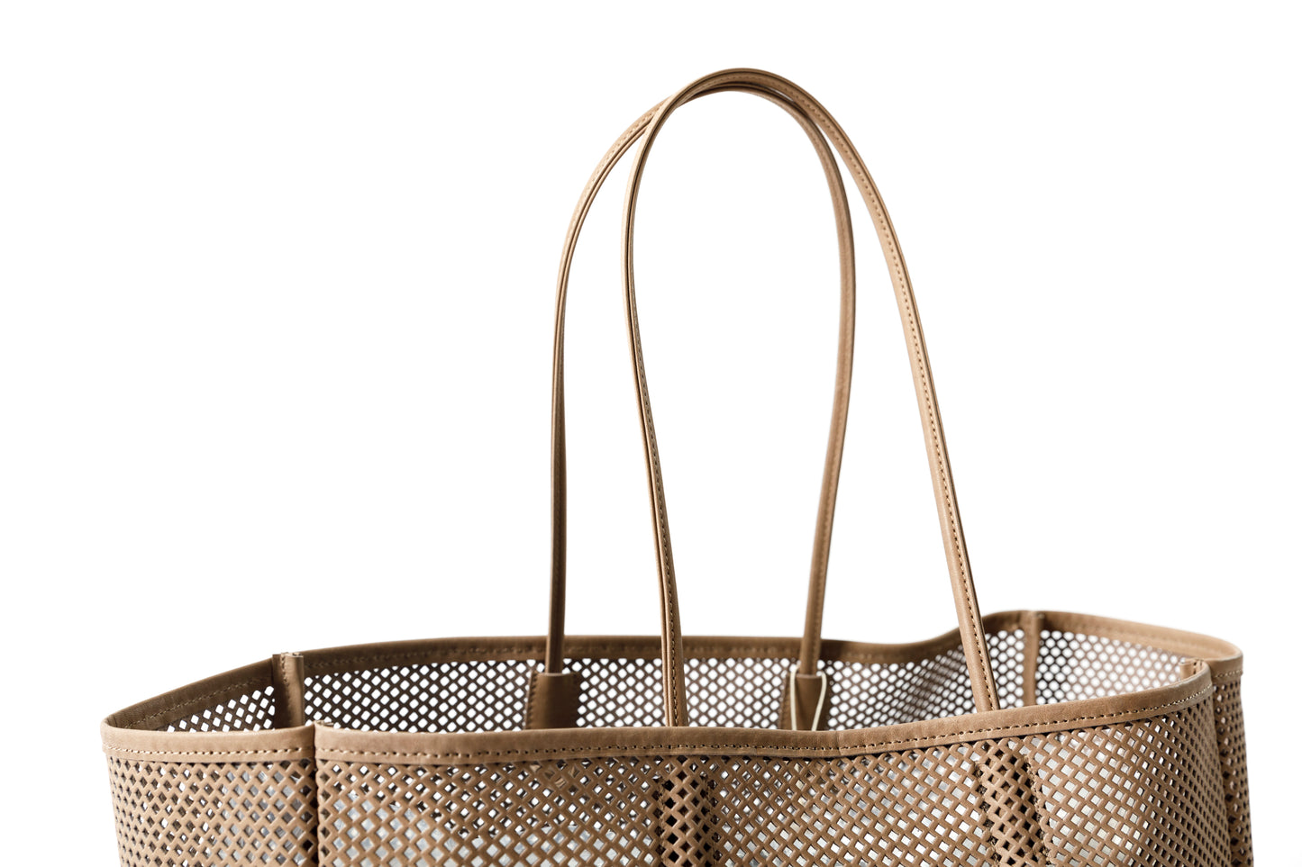 AMIACALVA A190 WASHED LEATHER MESH TOTE (L) - Beige