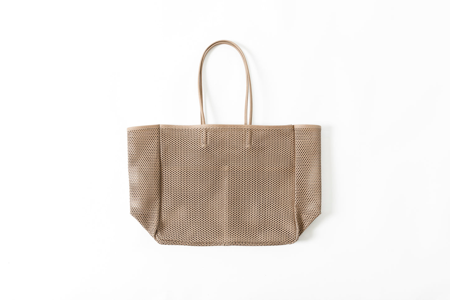 AMIACALVA A190 WASHED LEATHER MESH TOTE (L) - Beige