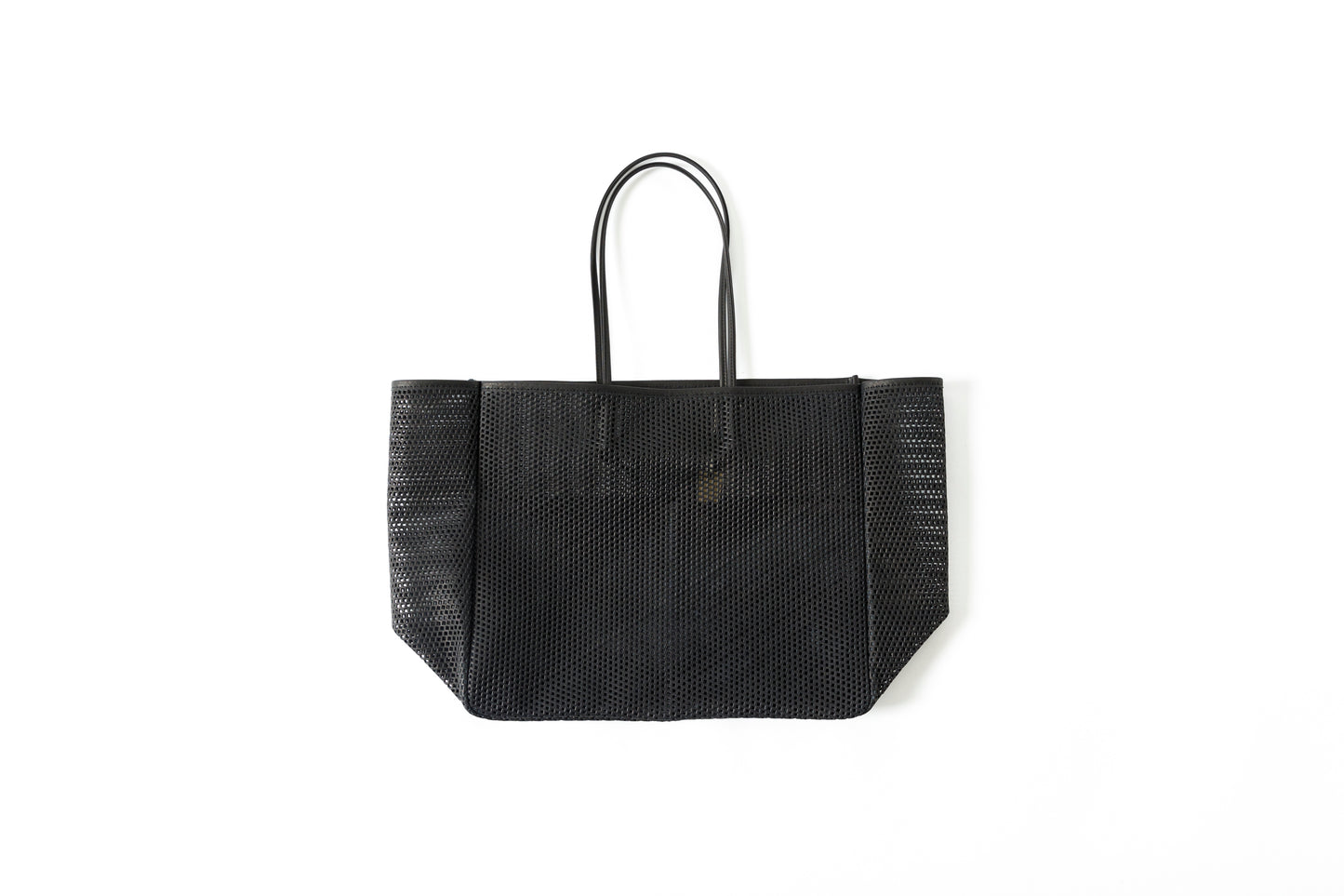AMIACALVA A190 WASHED LEATHER MESH TOTE (L) - Black