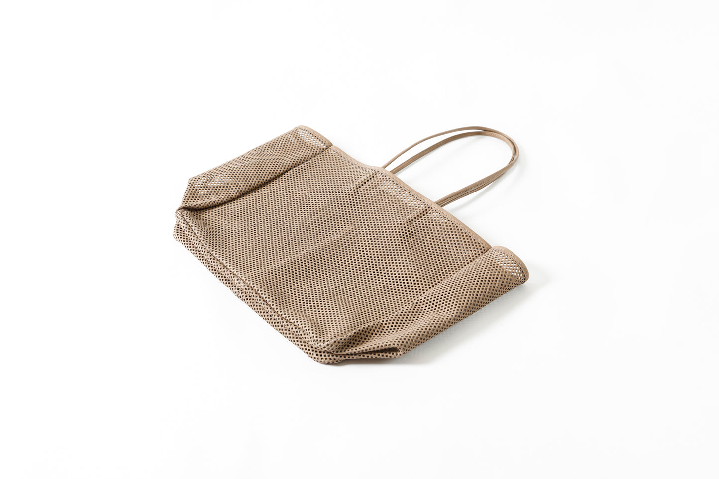 AMIACALVA A190 WASHED LEATHER MESH TOTE (L) - Beige