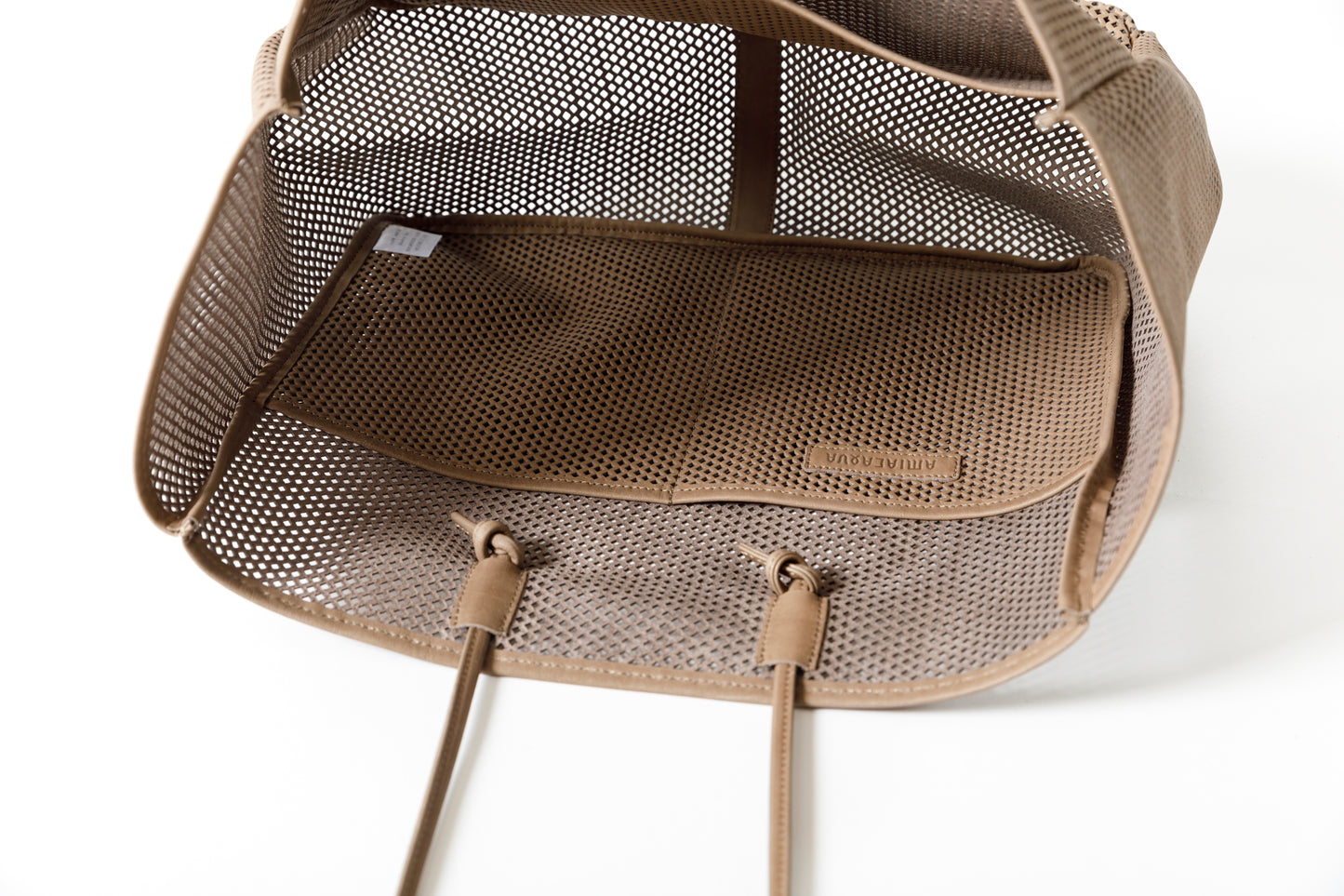 AMIACALVA A190 WASHED LEATHER MESH TOTE (L) - Beige