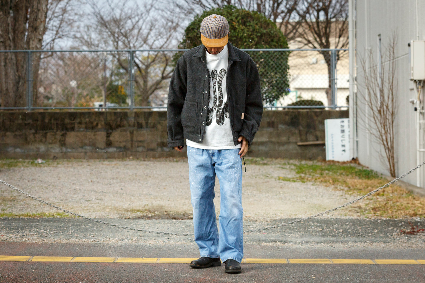 THE FACTORY MADE CHECK BICOLOR CAP - BEIGE【FM841-006】