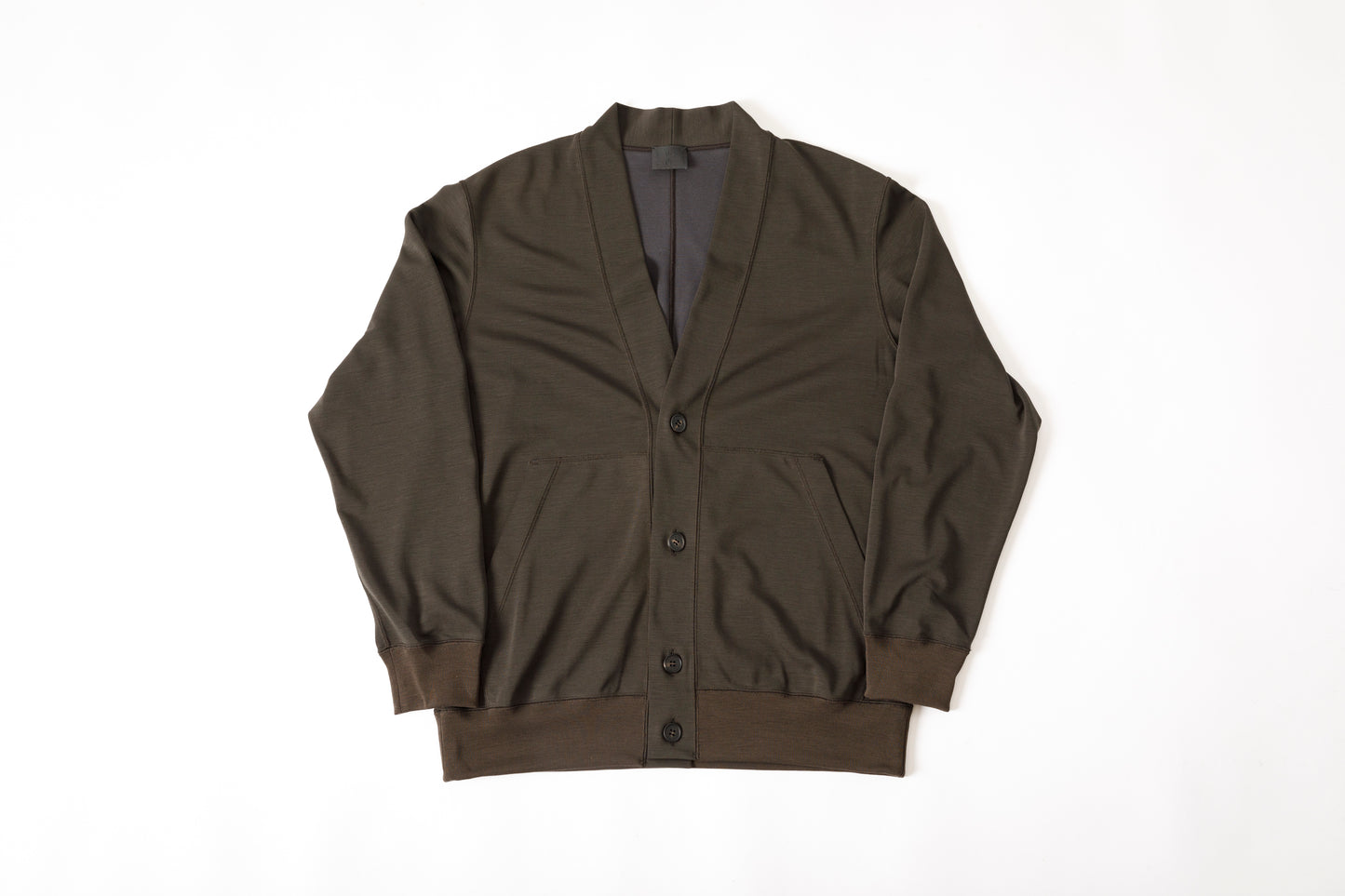 山内 24135 / ノーミュルシングウール・ダブルフェイスニットカーディガン charcoal brown