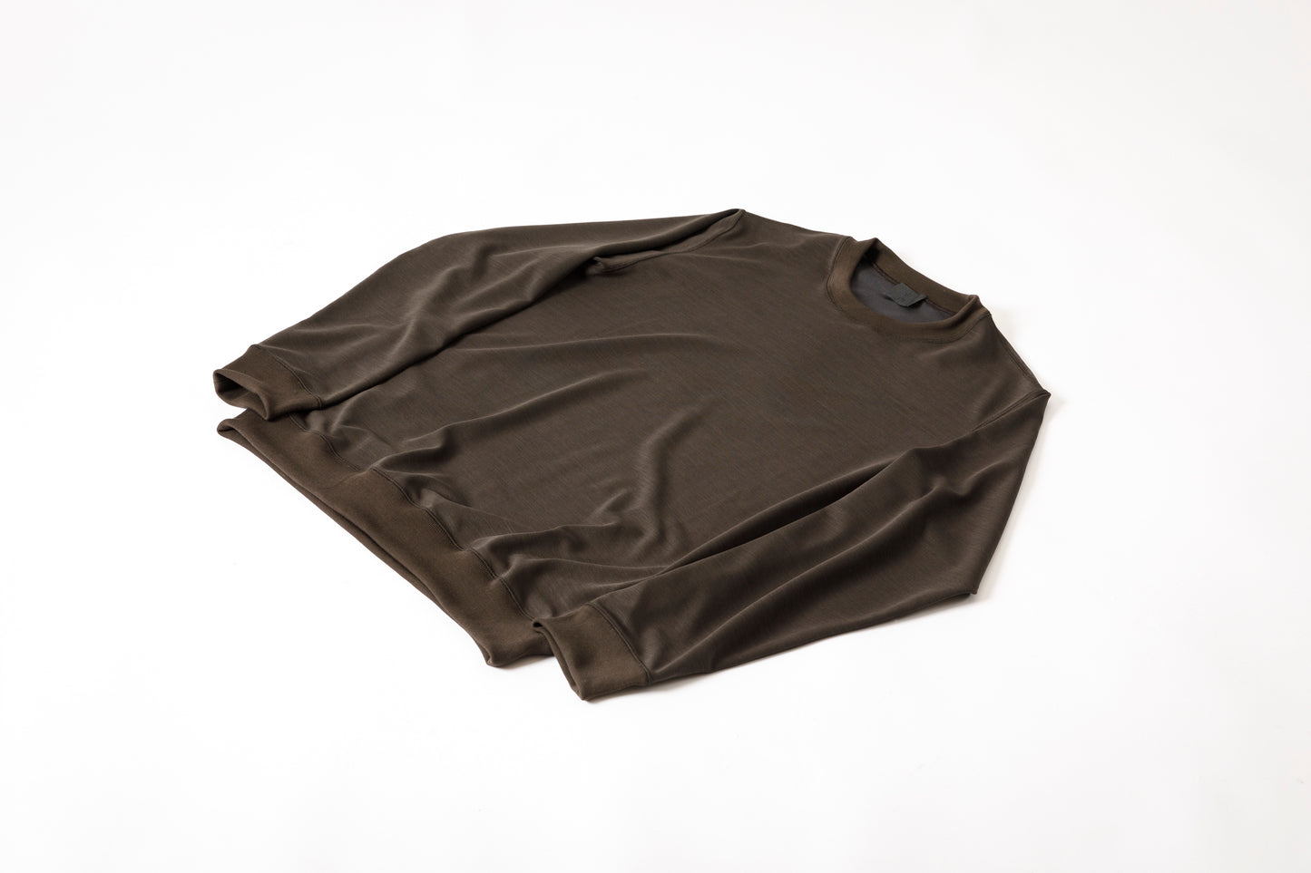 山内 24151 / ノーミュルシングウール・ダブルフェイスニットプルオーバー - charcoal brown