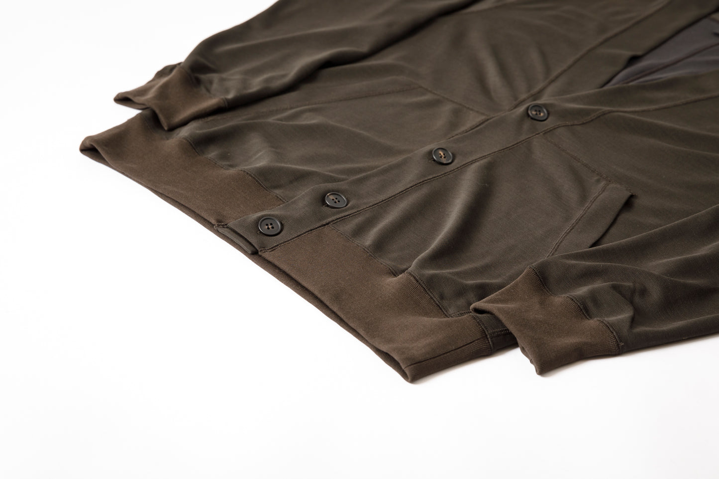 山内 24135 / ノーミュルシングウール・ダブルフェイスニットカーディガン charcoal brown
