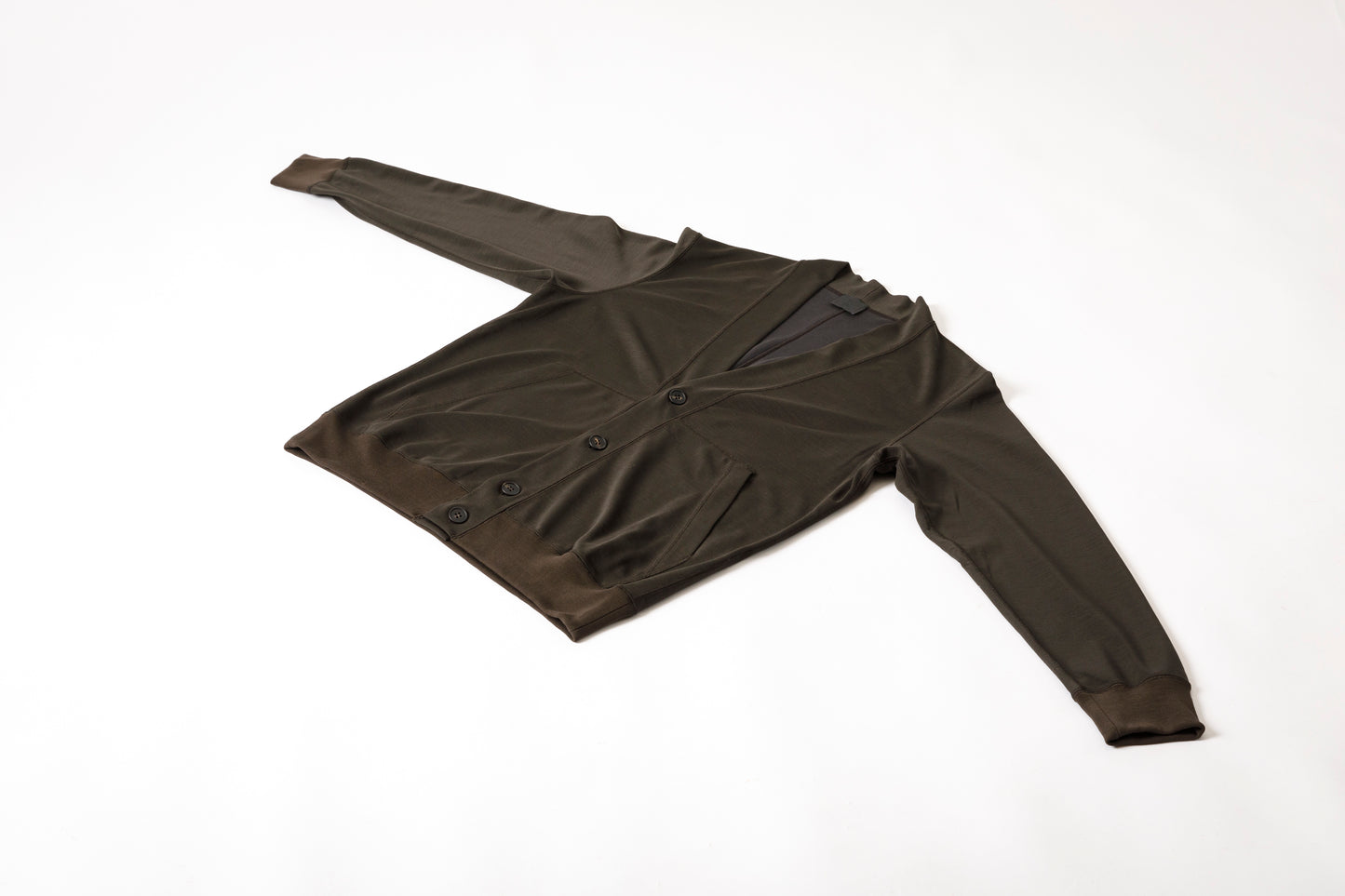 山内 24135 / ノーミュルシングウール・ダブルフェイスニットカーディガン charcoal brown