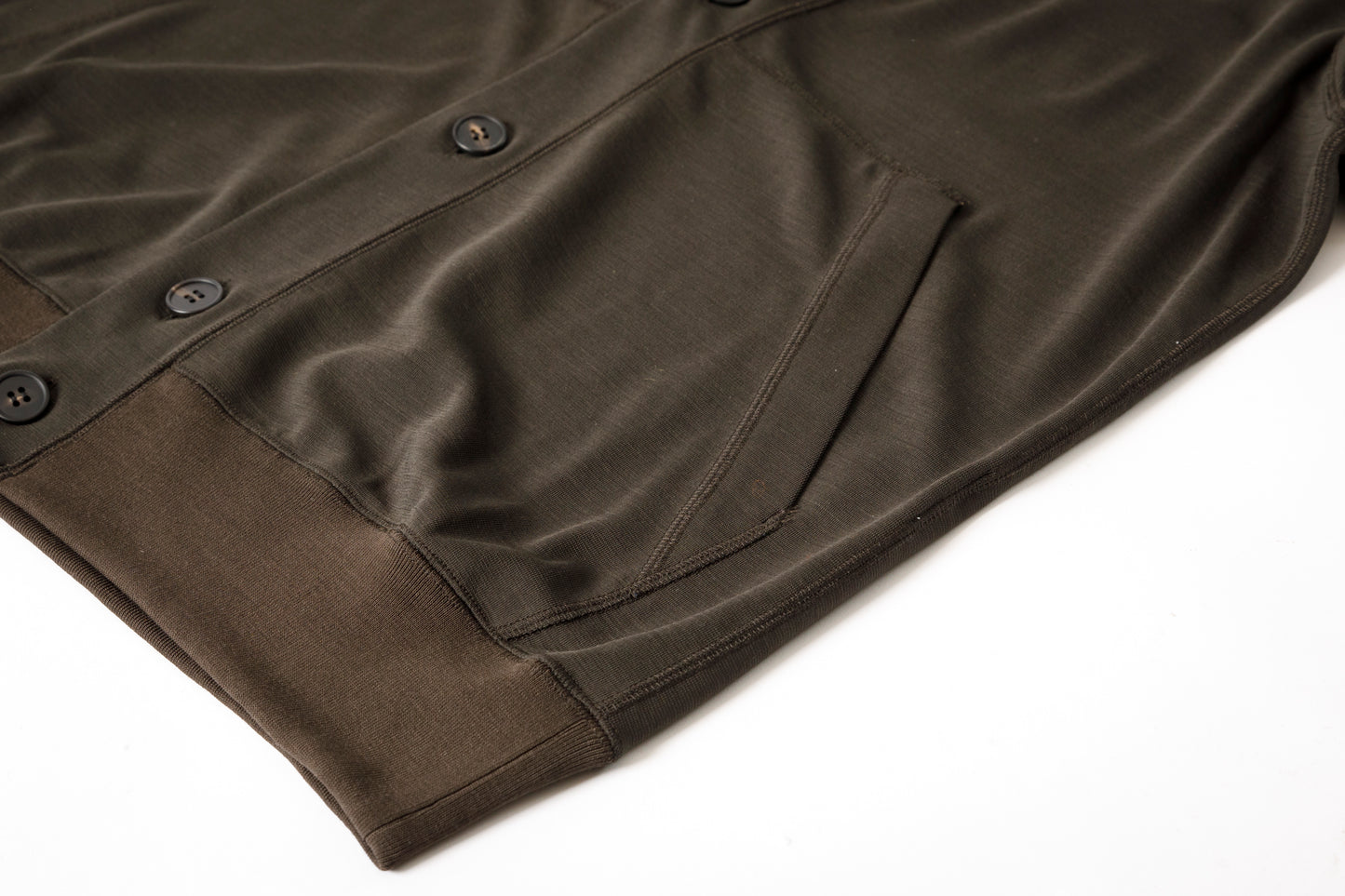 山内 24135 / ノーミュルシングウール・ダブルフェイスニットカーディガン charcoal brown