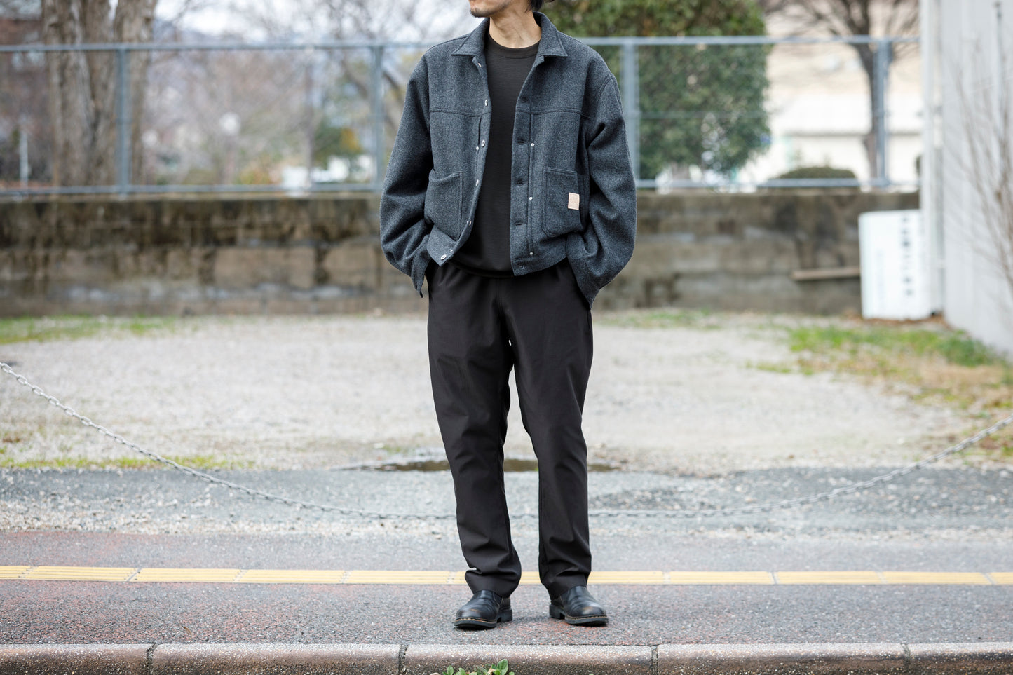 山内 24151 / ノーミュルシングウール・ダブルフェイスニットプルオーバー - charcoal brown
