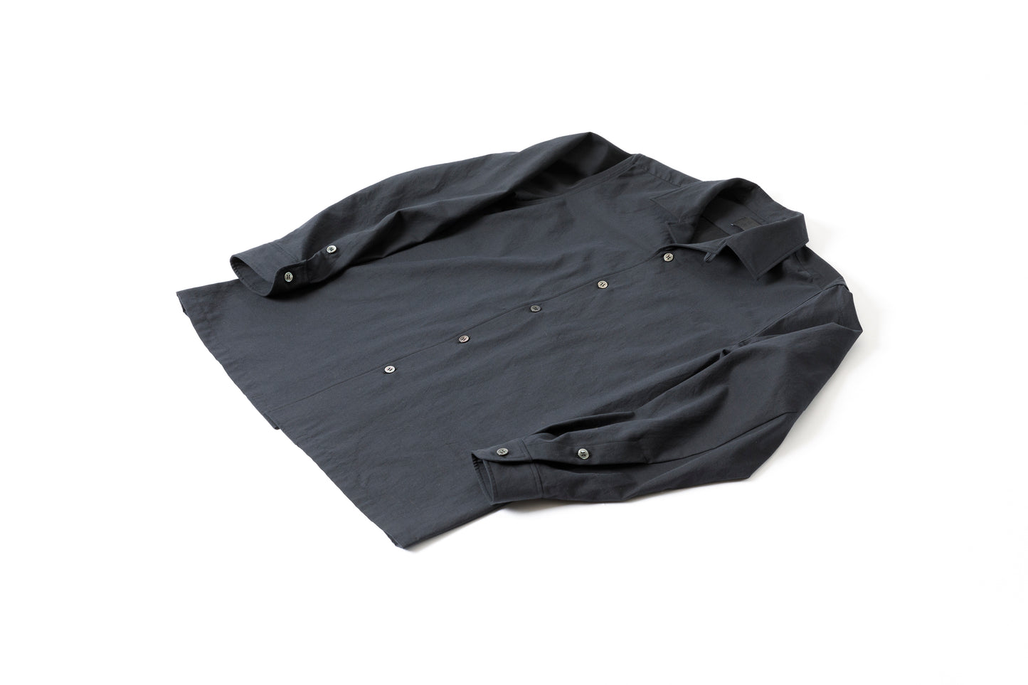山内 24145 / 2ply キュプラ×コットン・オープンカラーシャツ charcoal navy