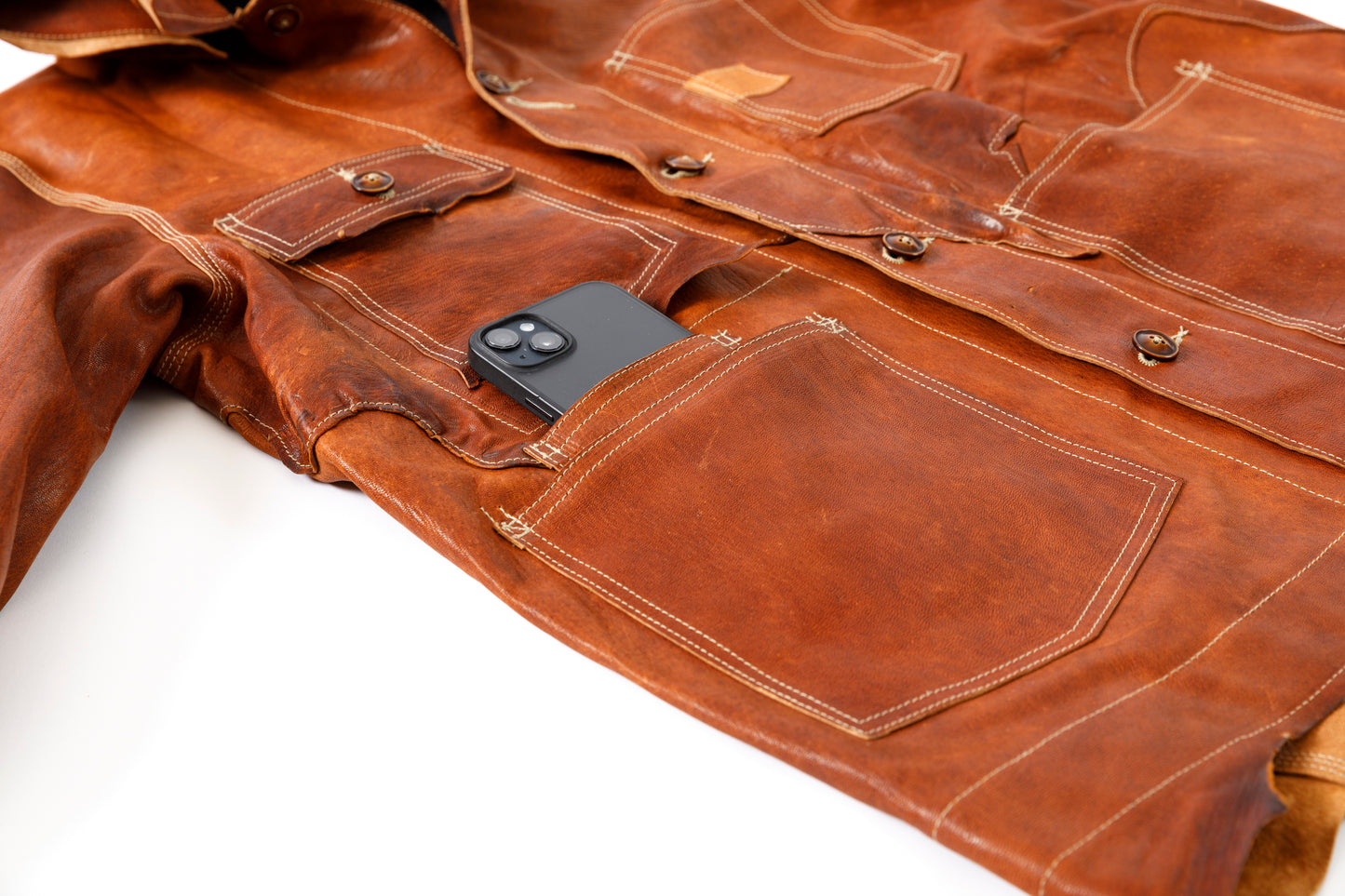 GOODKARMA DEVELOPMENT Leather Chore Coat "HELL'S KITCHEN" ブラウン サイズ2