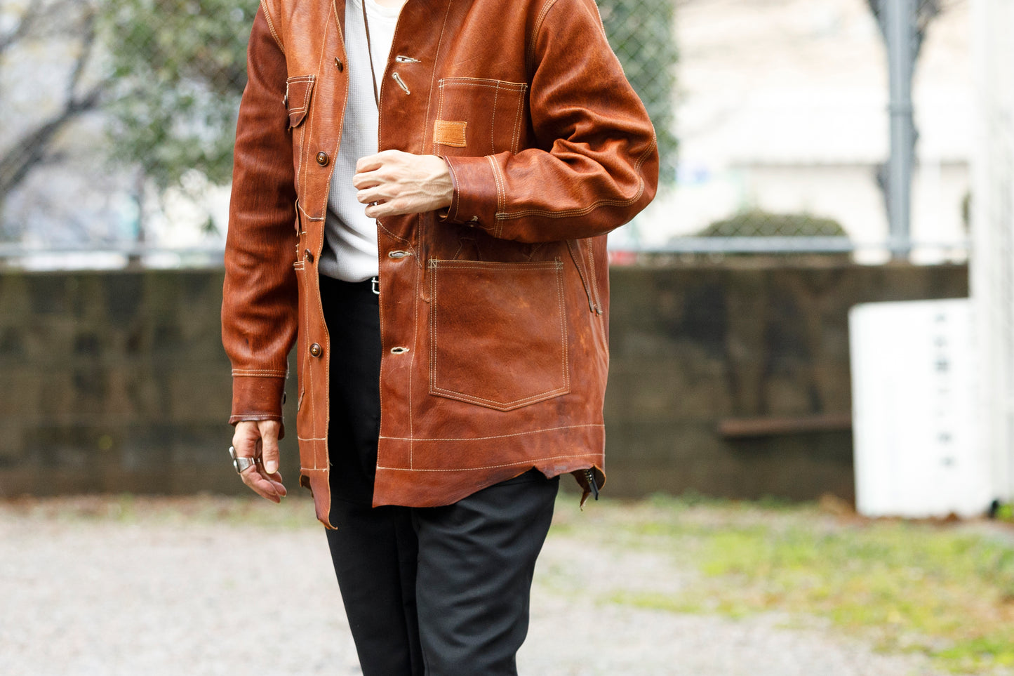 GOODKARMA DEVELOPMENT Leather Chore Coat "HELL'S KITCHEN" ブラウン サイズ2