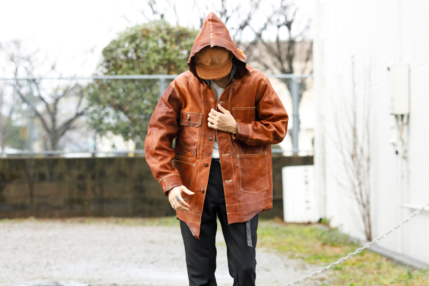 GOODKARMA DEVELOPMENT Leather Chore Coat "HELL'S KITCHEN" ブラウン サイズ2