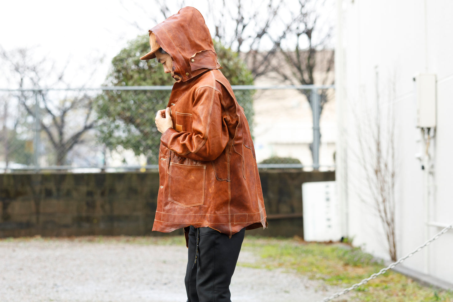 GOODKARMA DEVELOPMENT Leather Chore Coat "HELL'S KITCHEN" ブラウン サイズ2