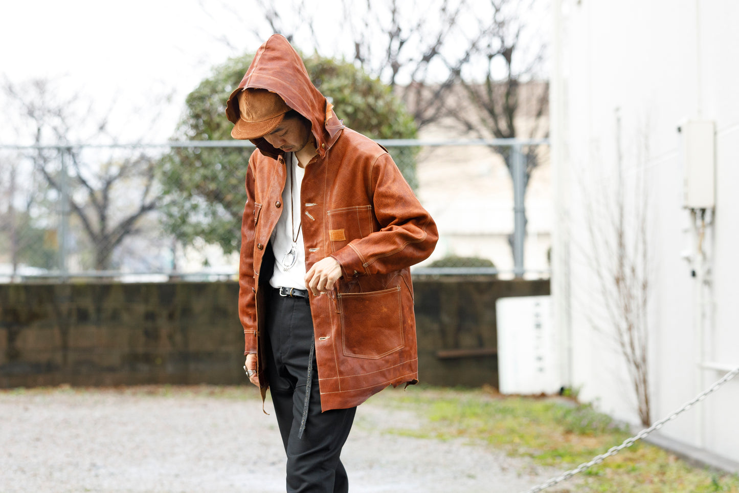 GOODKARMA DEVELOPMENT Leather Chore Coat "HELL'S KITCHEN" ブラウン サイズ2
