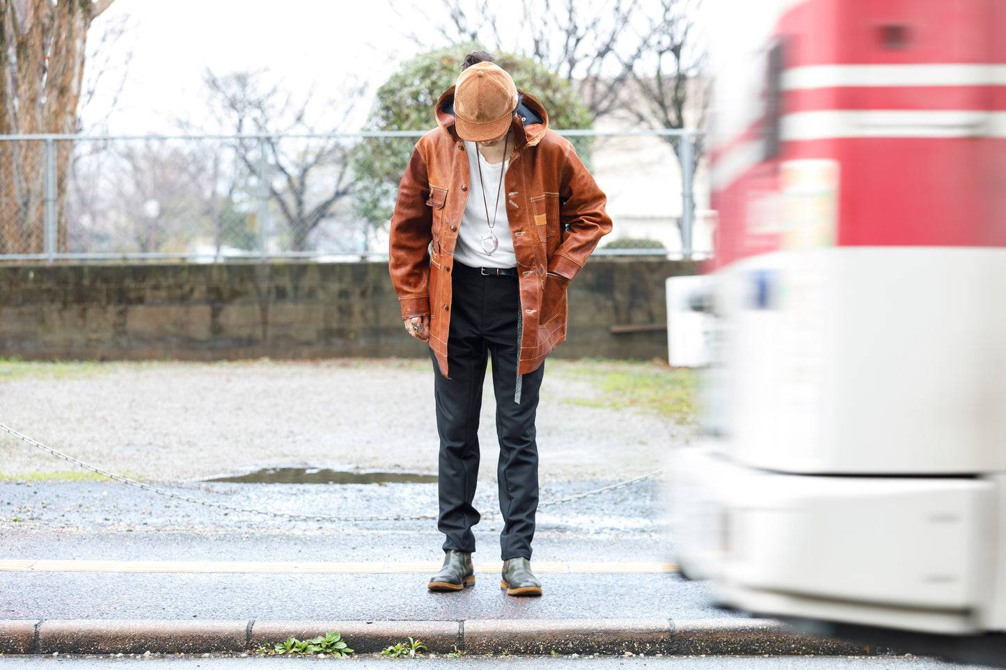 GOODKARMA DEVELOPMENT Leather Chore Coat "HELL'S KITCHEN" ブラウン サイズ2