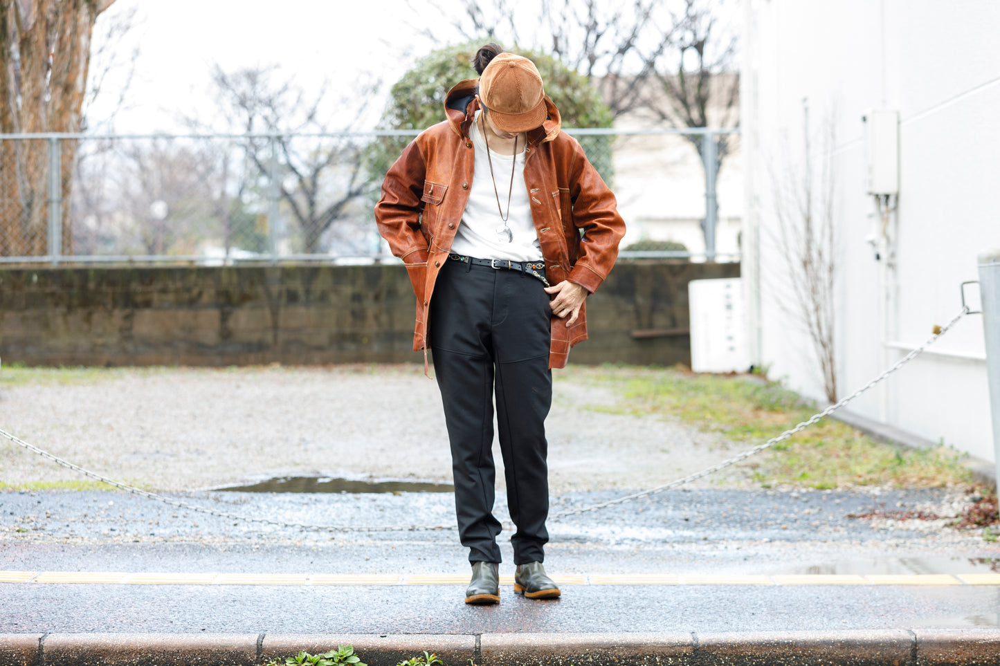 GOODKARMA DEVELOPMENT Leather Chore Coat "HELL'S KITCHEN" ブラウン サイズ2