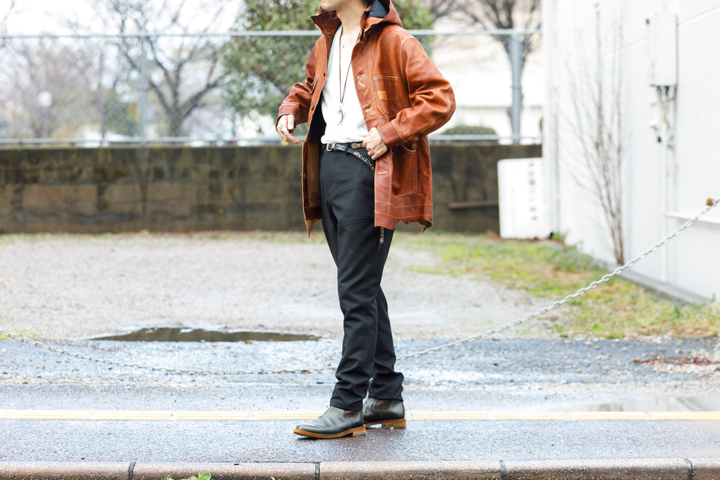 GOODKARMA DEVELOPMENT Leather Chore Coat "HELL'S KITCHEN" ブラウン サイズ2