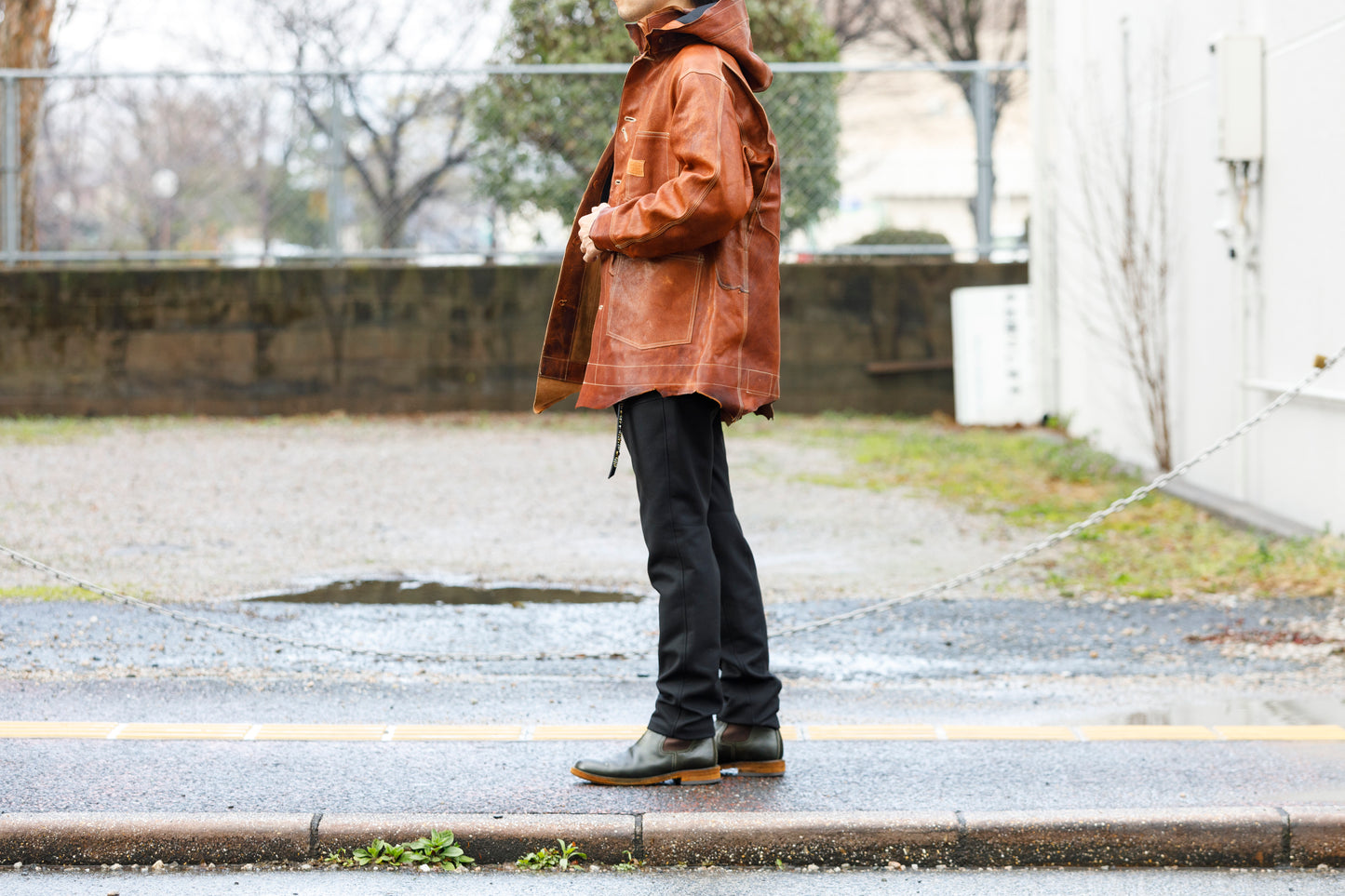 GOODKARMA DEVELOPMENT Leather Chore Coat "HELL'S KITCHEN" ブラウン サイズ2