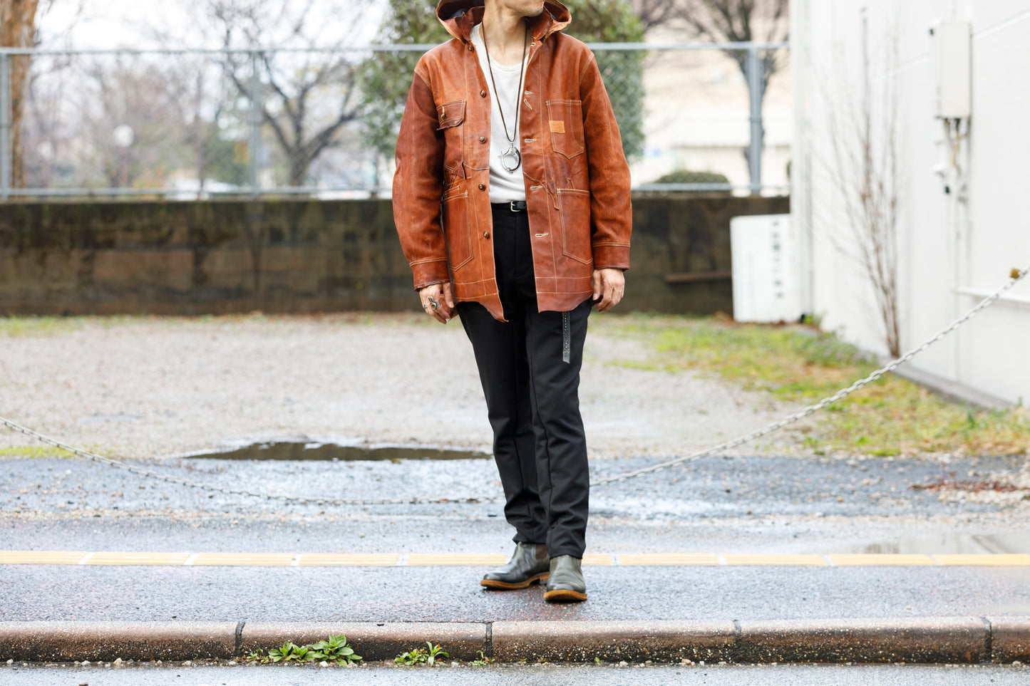 GOODKARMA DEVELOPMENT Leather Chore Coat "HELL'S KITCHEN" ブラウン サイズ2