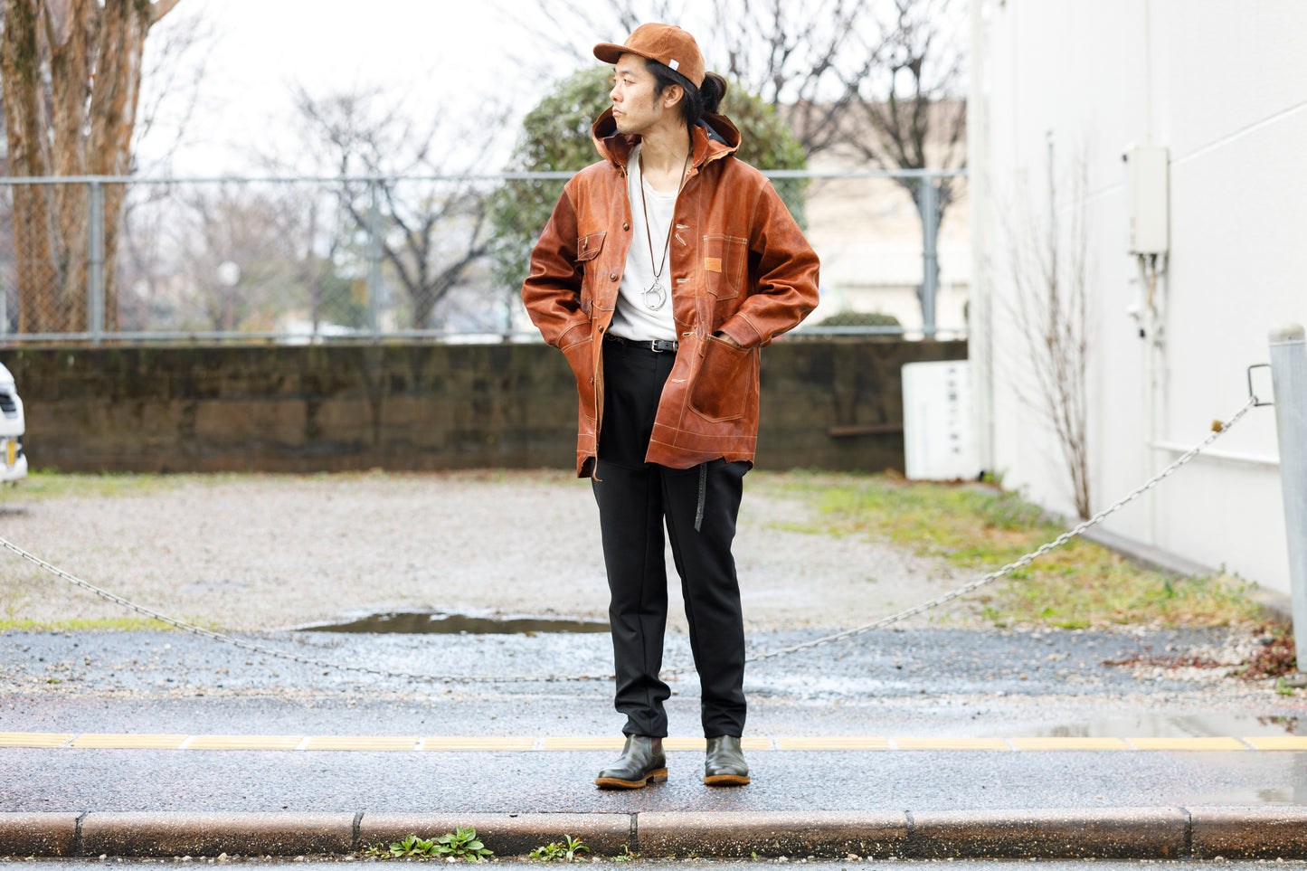 GOODKARMA DEVELOPMENT Leather Chore Coat "HELL'S KITCHEN" ブラウン サイズ2