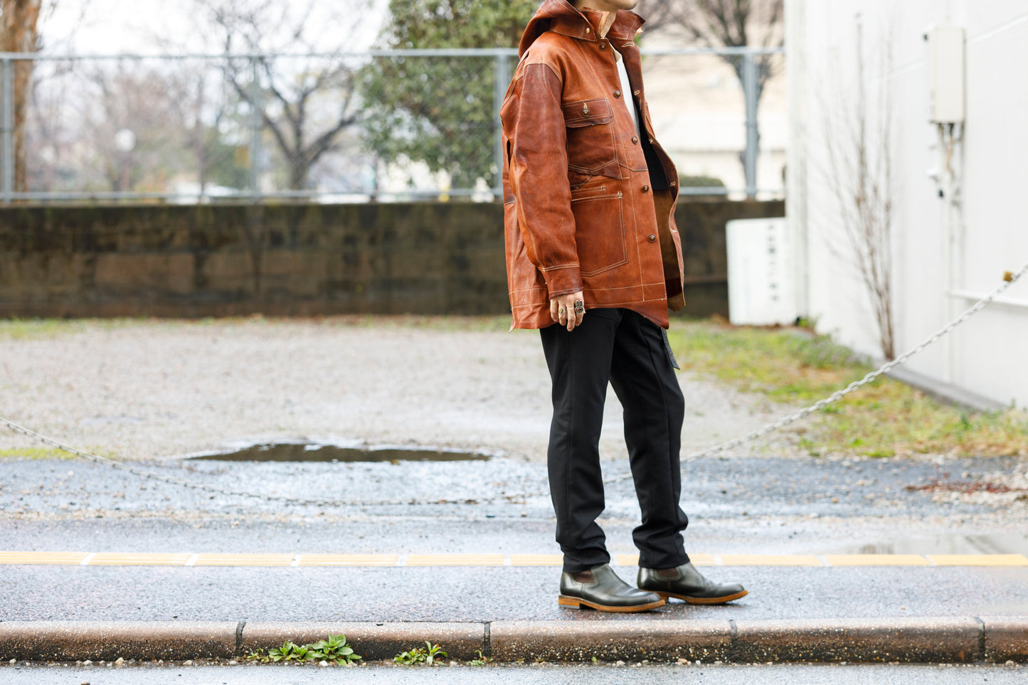 GOODKARMA DEVELOPMENT Leather Chore Coat "HELL'S KITCHEN" ブラウン サイズ2