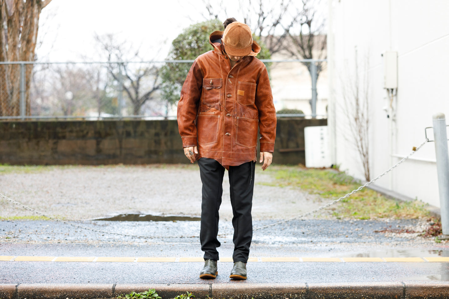 GOODKARMA DEVELOPMENT Leather Chore Coat "HELL'S KITCHEN" ブラウン サイズ2