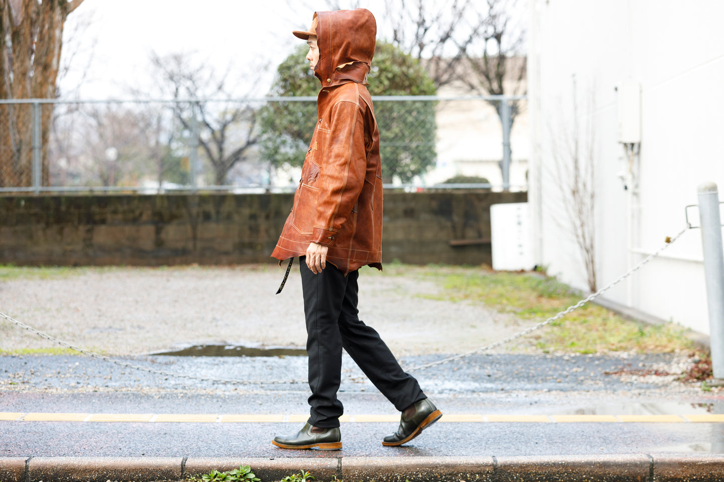 GOODKARMA DEVELOPMENT Leather Chore Coat "HELL'S KITCHEN" ブラウン サイズ2