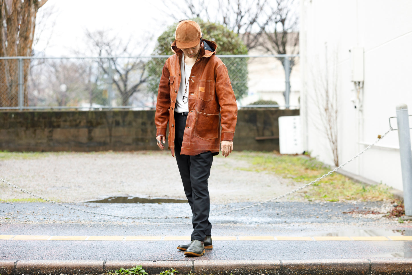 GOODKARMA DEVELOPMENT Leather Chore Coat "HELL'S KITCHEN" ブラウン サイズ2