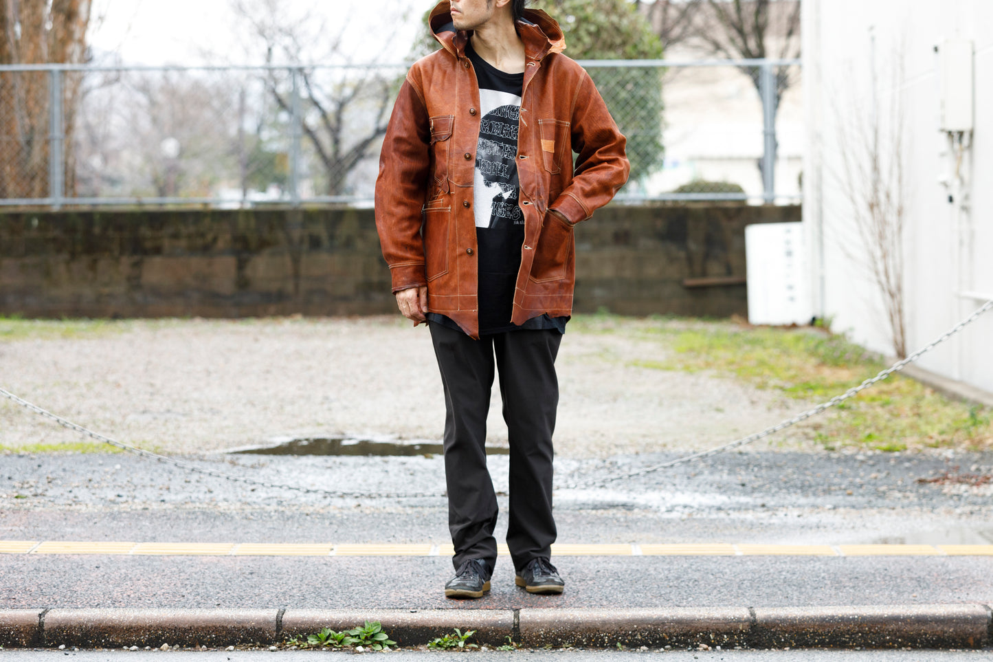GOODKARMA DEVELOPMENT Leather Chore Coat "HELL'S KITCHEN" ブラウン サイズ2