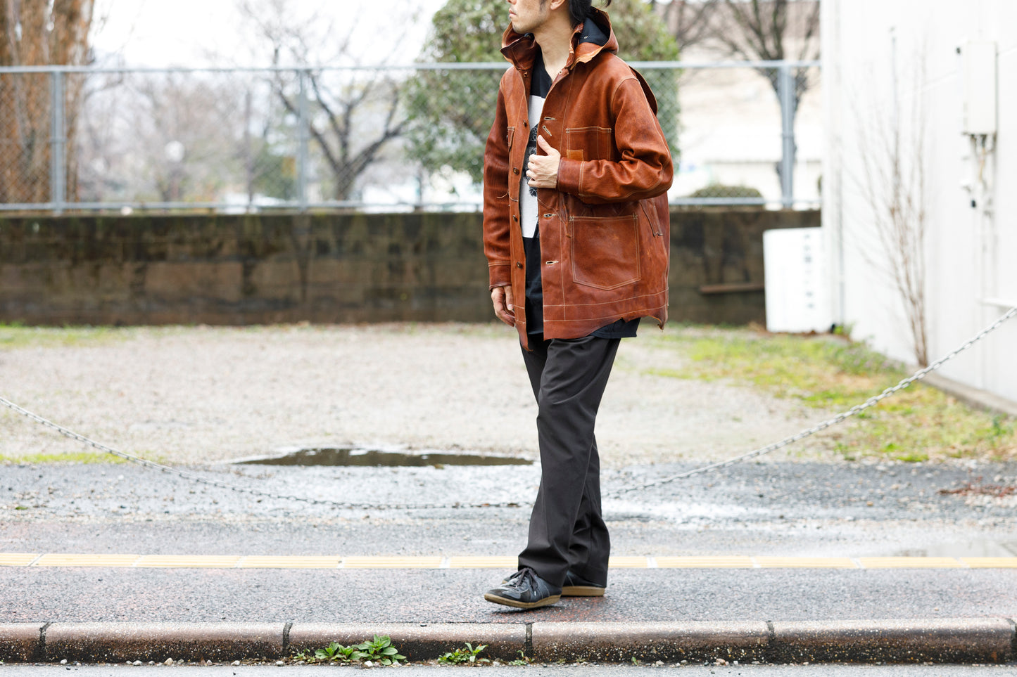 GOODKARMA DEVELOPMENT Leather Chore Coat "HELL'S KITCHEN" ブラウン サイズ2