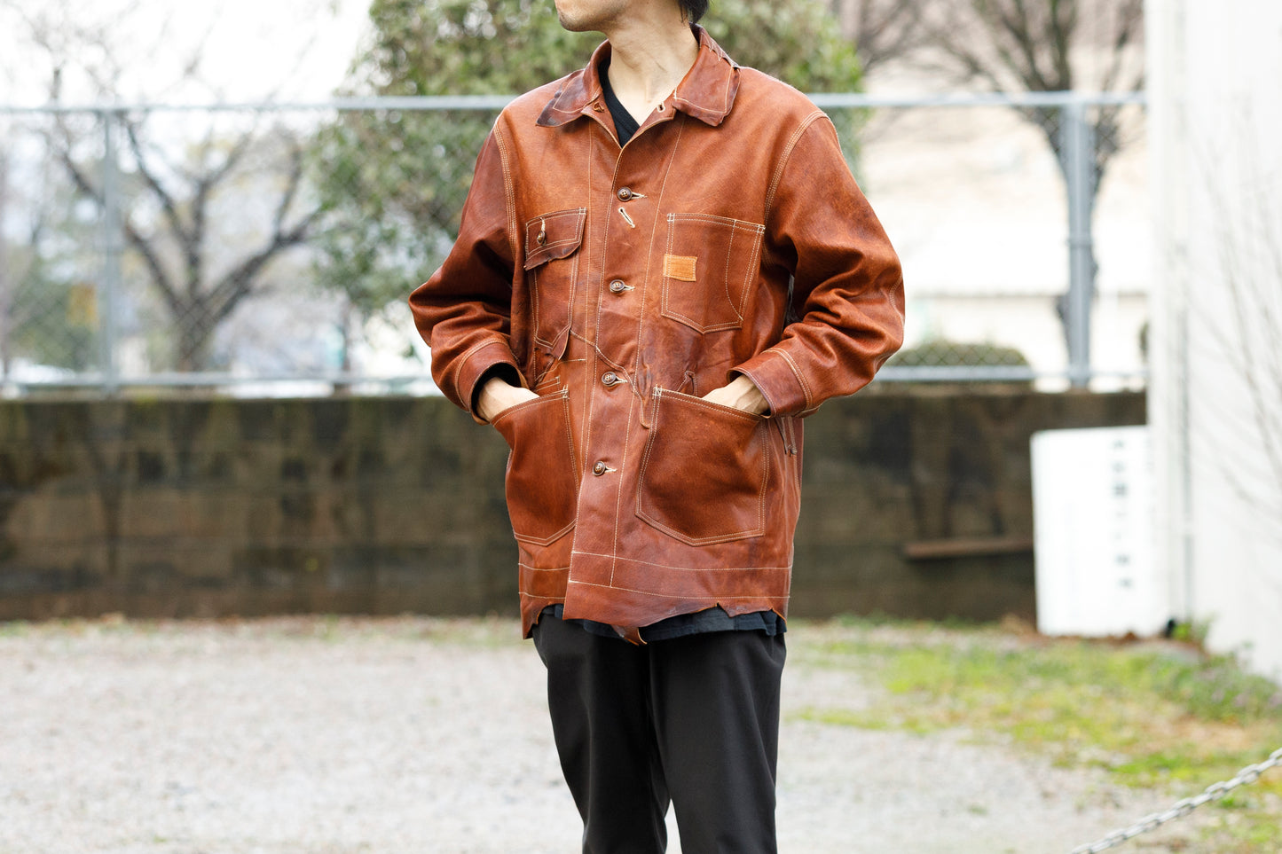 GOODKARMA DEVELOPMENT Leather Chore Coat "HELL'S KITCHEN" ブラウン サイズ2