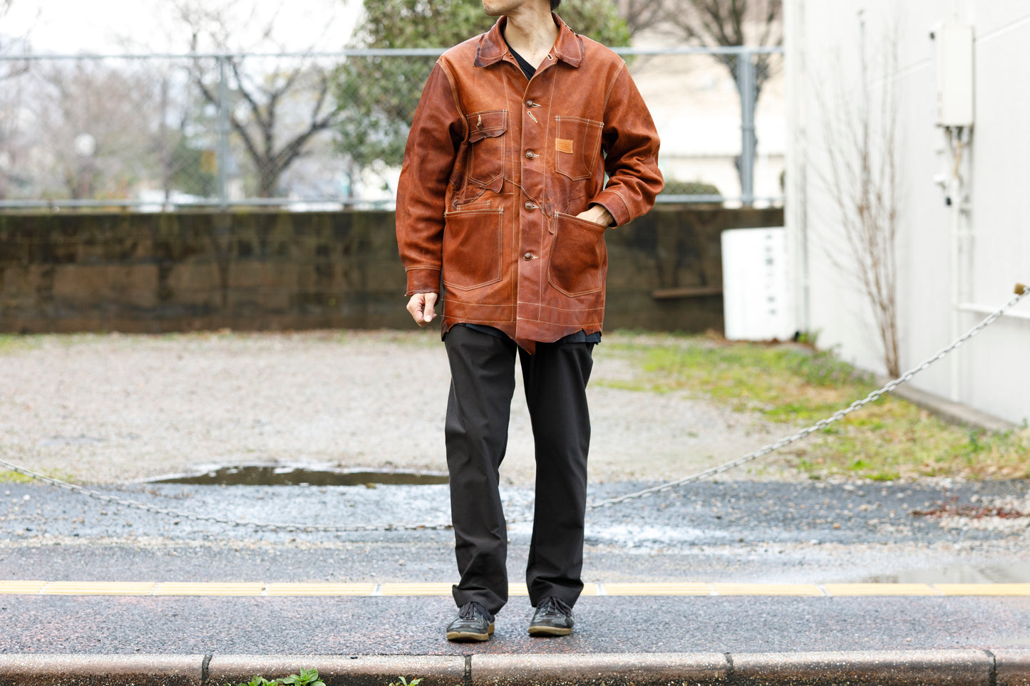 GOODKARMA DEVELOPMENT Leather Chore Coat "HELL'S KITCHEN" ブラウン サイズ2