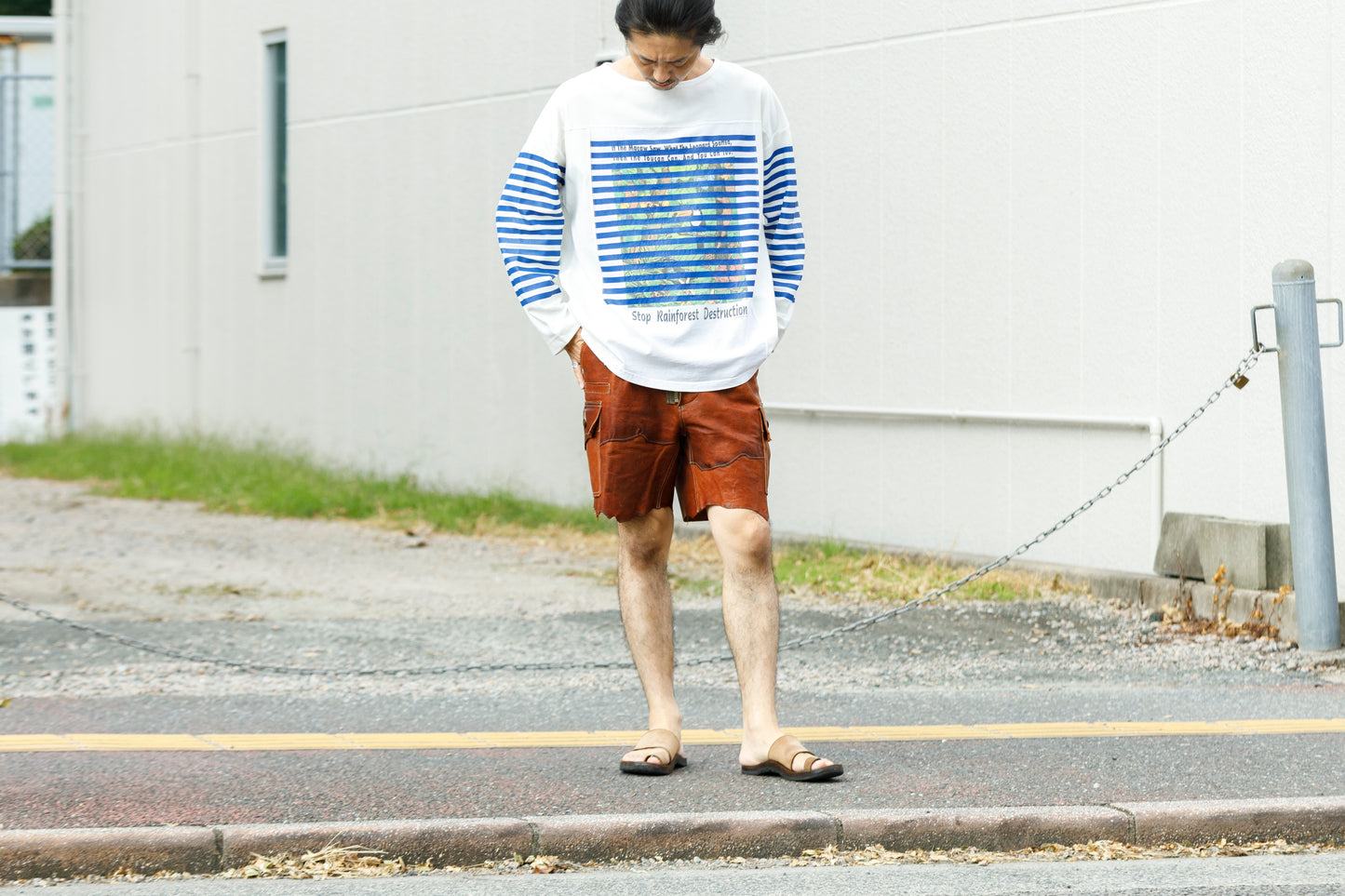 CHANGES CH1055 Remake Border Long Sleeve T - White Type A