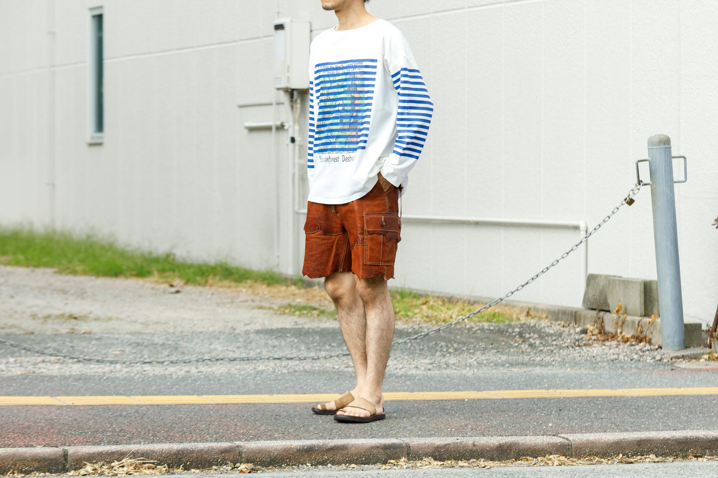 CHANGES CH1055 Remake Border Long Sleeve T - White Type A