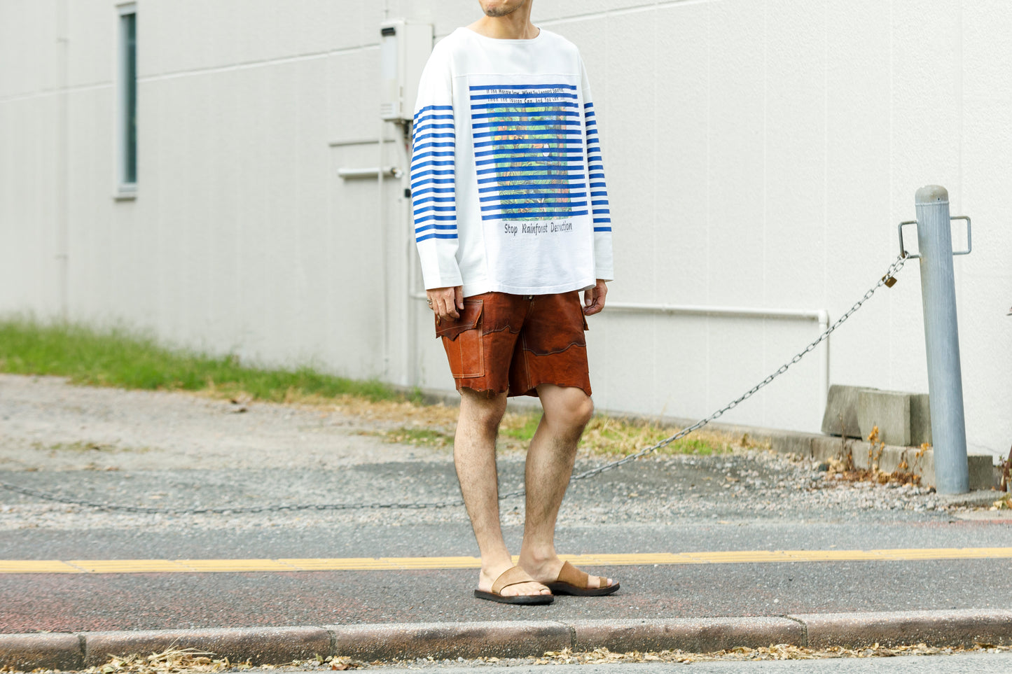 CHANGES CH1055 Remake Border Long Sleeve T - White Type A