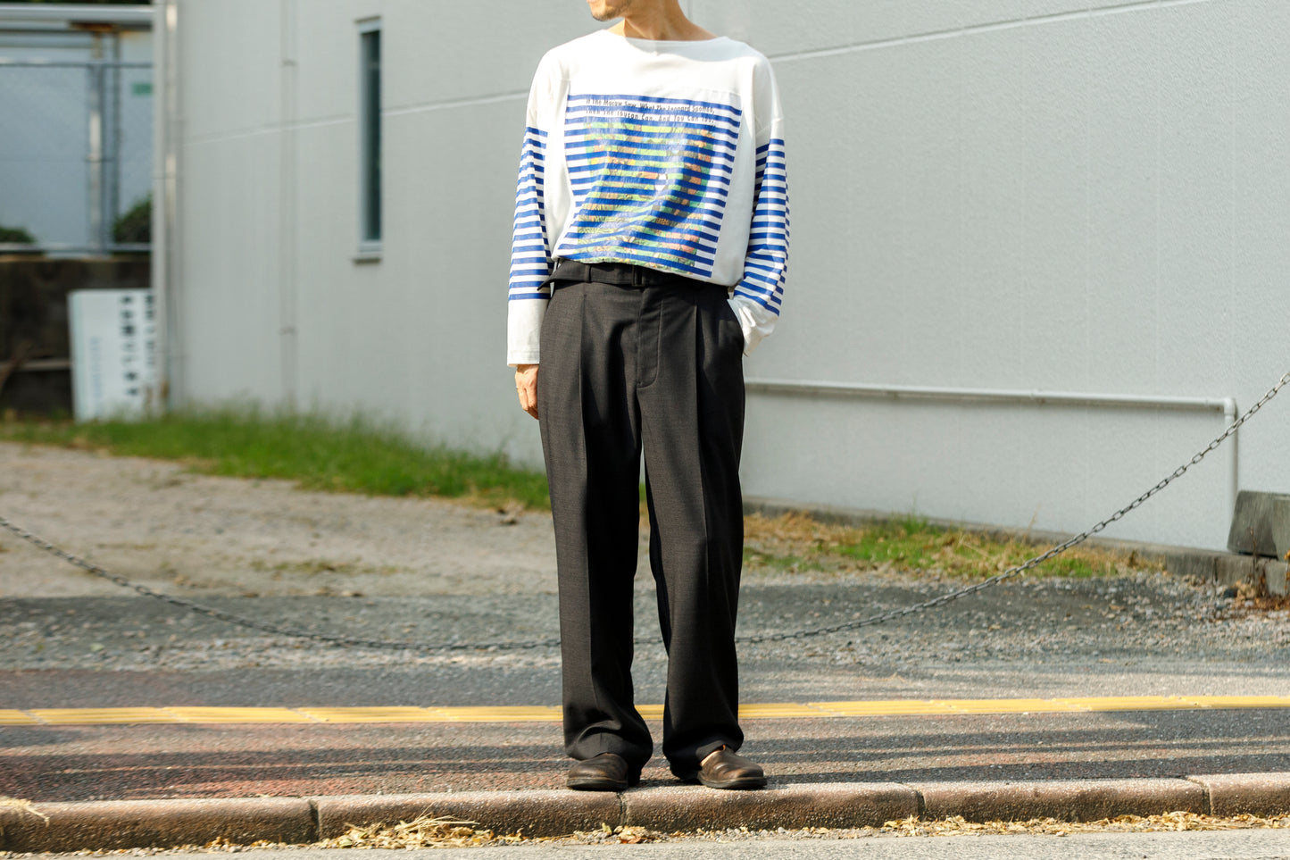 CHANGES CH1055 Remake Border Long Sleeve T - White Type A