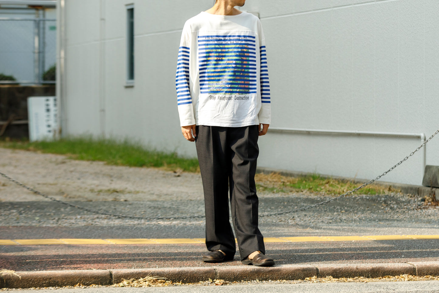 CHANGES CH1055 Remake Border Long Sleeve T - White Type A