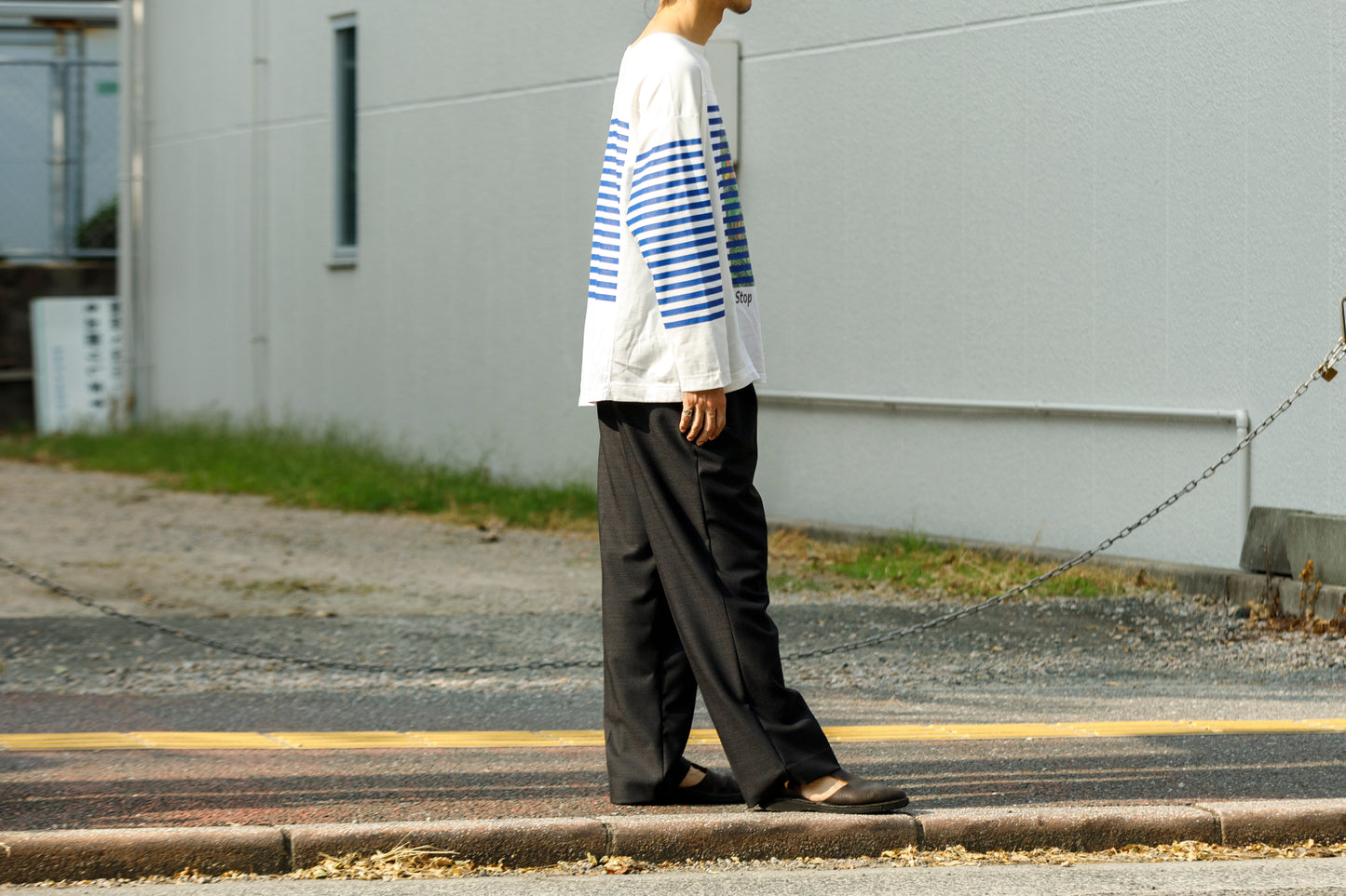 CHANGES CH1055 Remake Border Long Sleeve T - White Type A