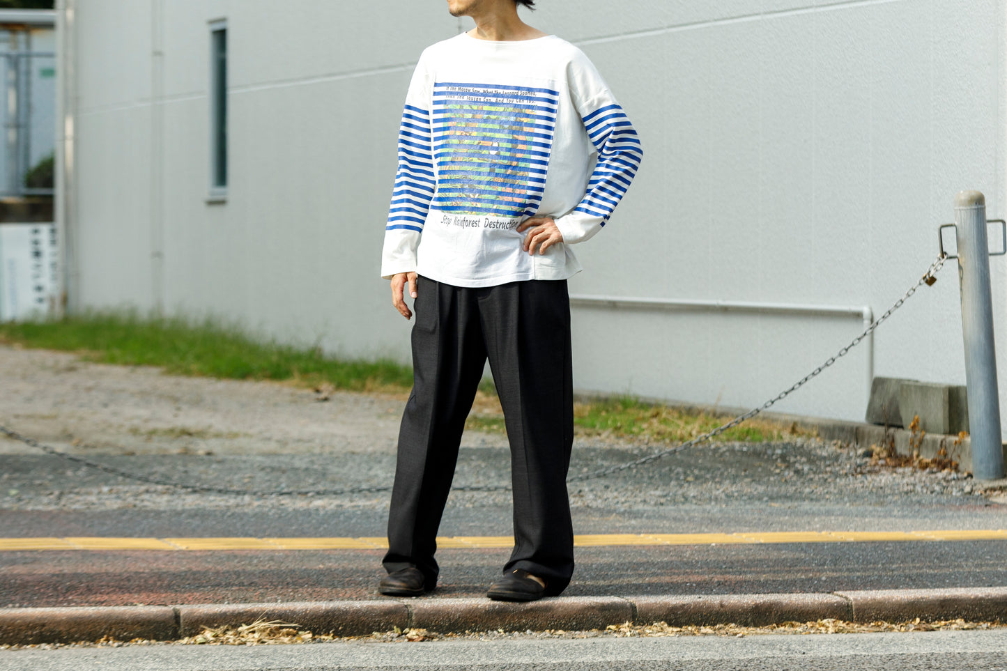 CHANGES CH1055 Remake Border Long Sleeve T - White Type A